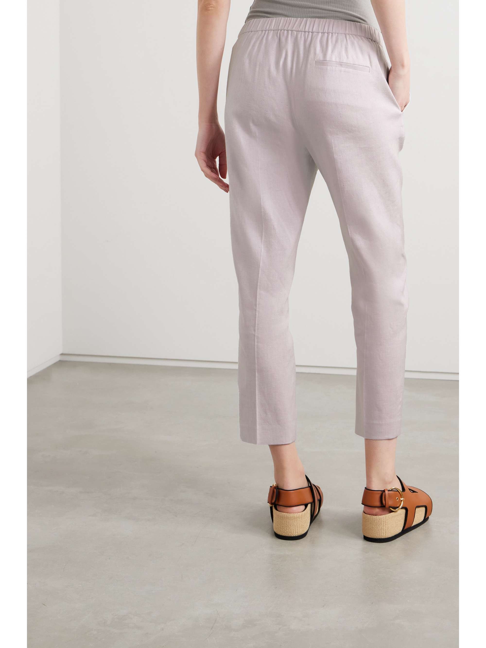 THEORY Treeca cropped stretch linen-blend straight-leg pants