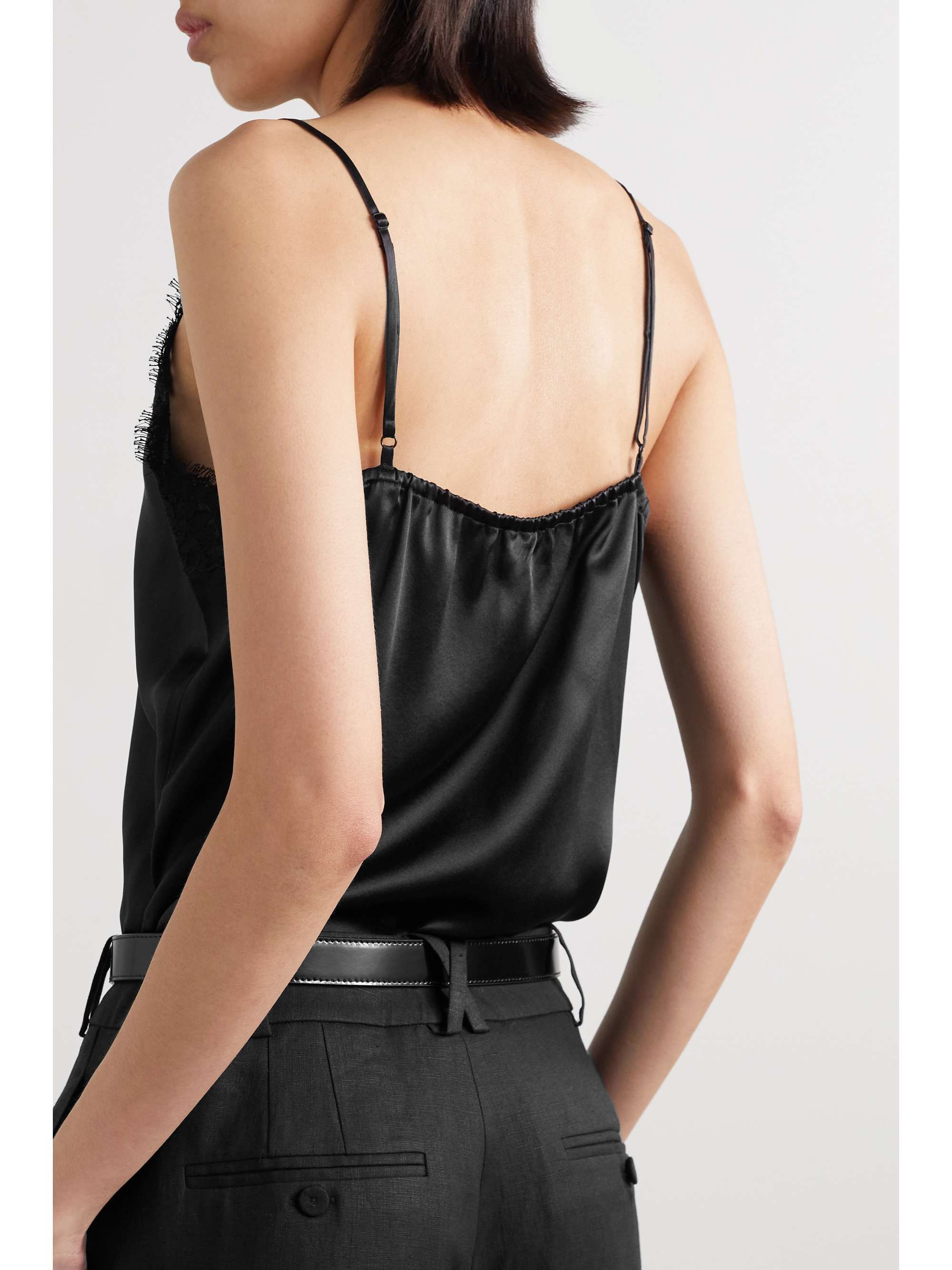 CO Cotton-blend lace-trimmed silk-satin camisole | NET-A-PORTER