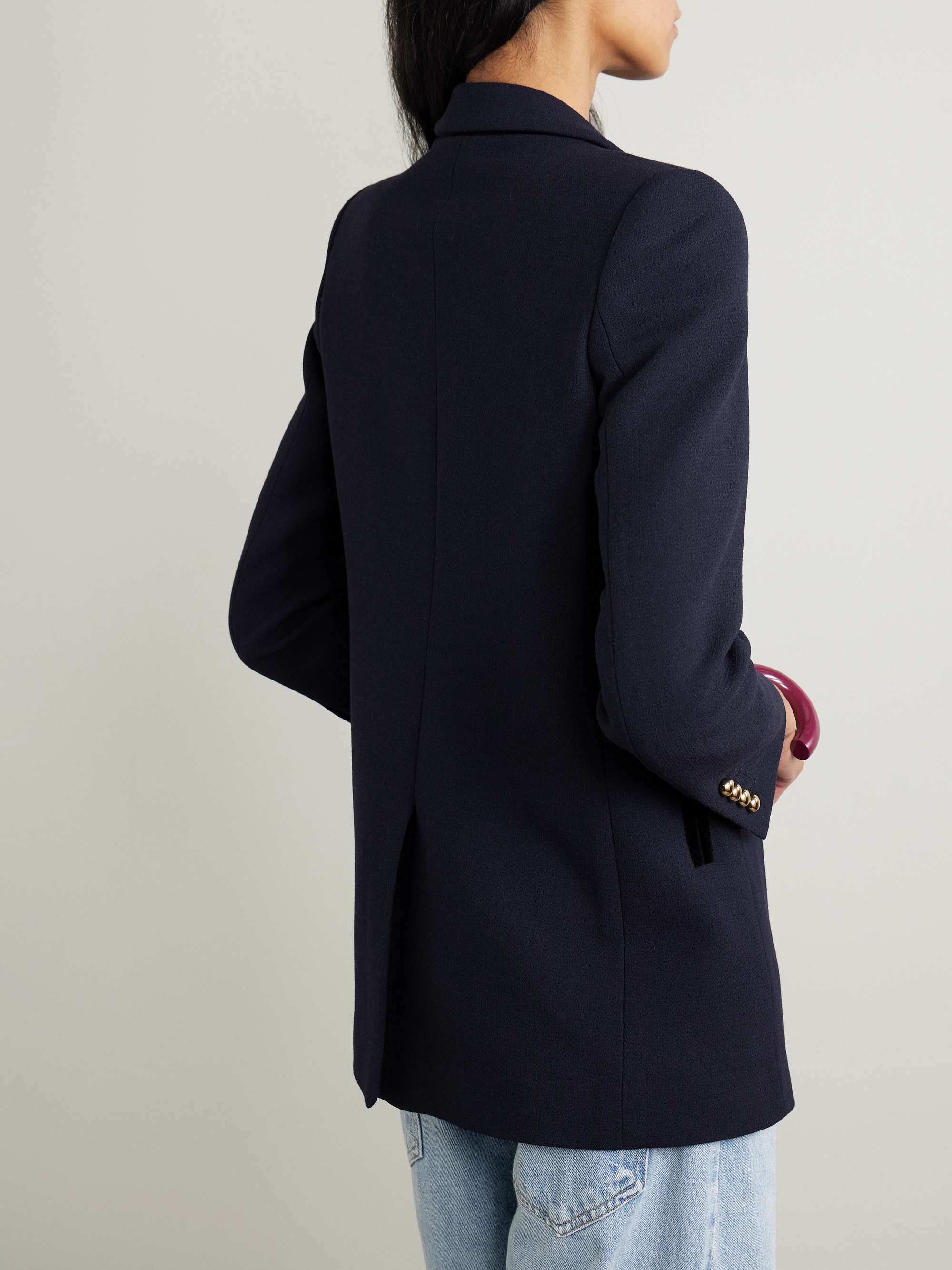 BLAZÉ MILANO Resolute Everyday double-breasted velvet-trimmed wool-crepe blazer