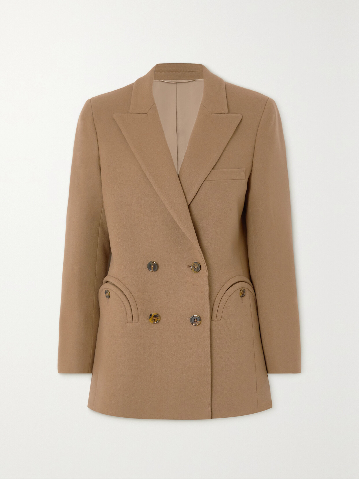 Blazé Milano Cholita Everyday Double-breasted Camel Hair And Wool-blend Blazer - Brown