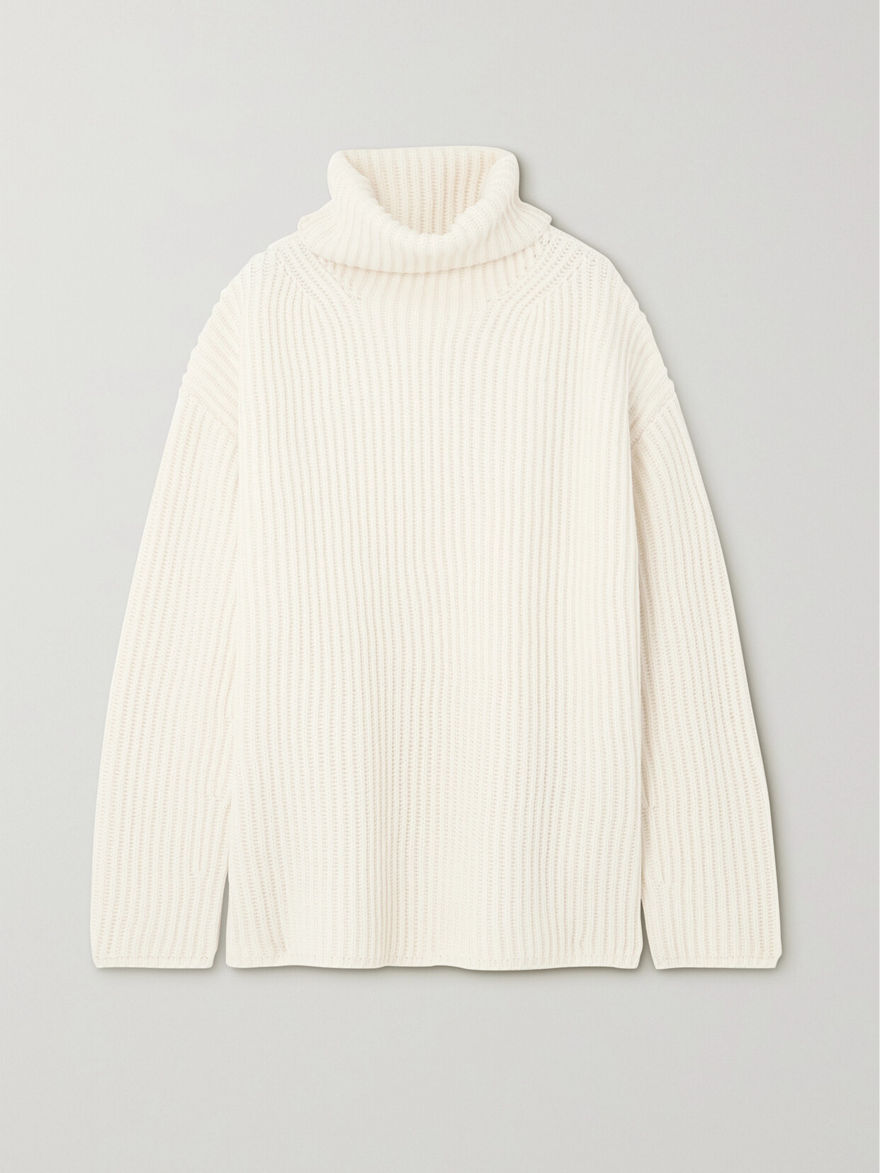 Joseph + Net Sustain Ribbed Merino Wool Turtleneck Sweater In Ivory