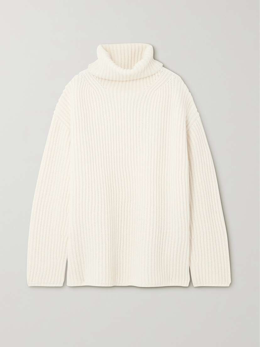 Joseph + Net Sustain Ribbed Merino Wool Turtleneck Sweater - x large