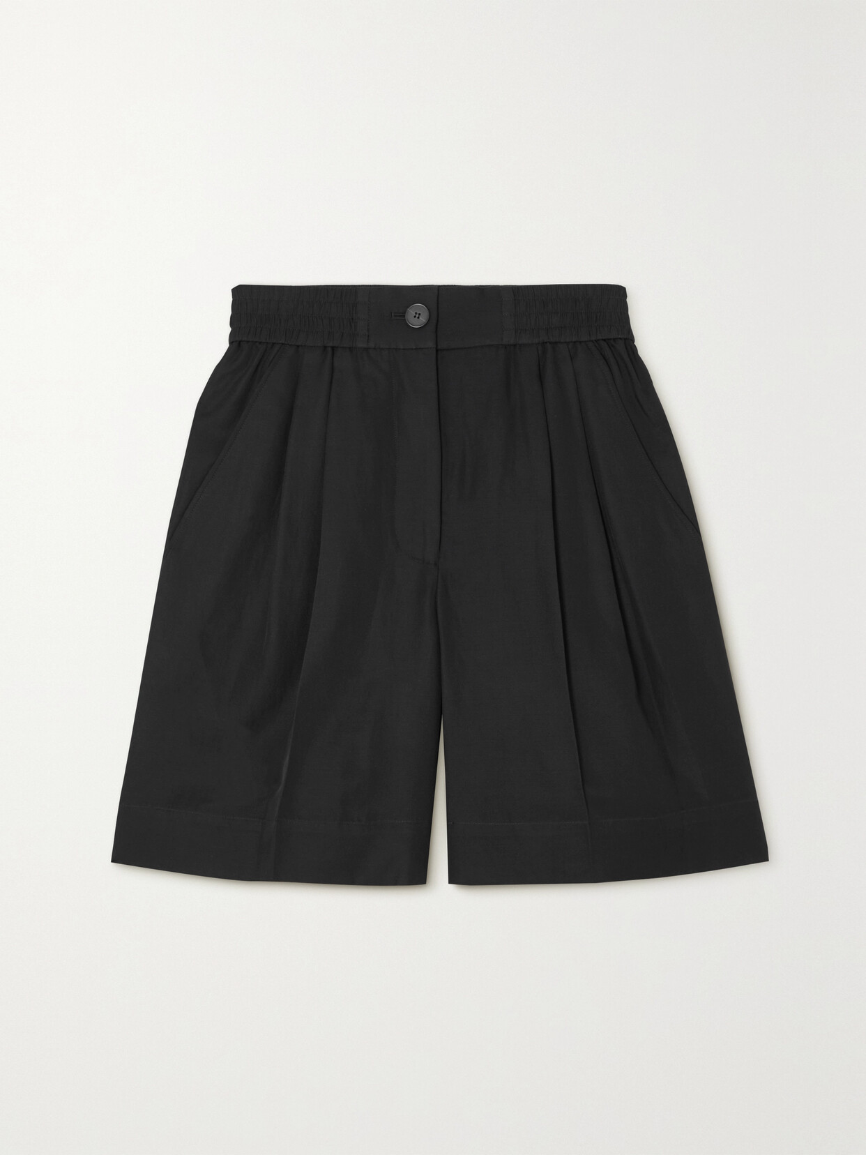 Joseph Taymount Pleated Silk And Cotton-blend Shorts - Black