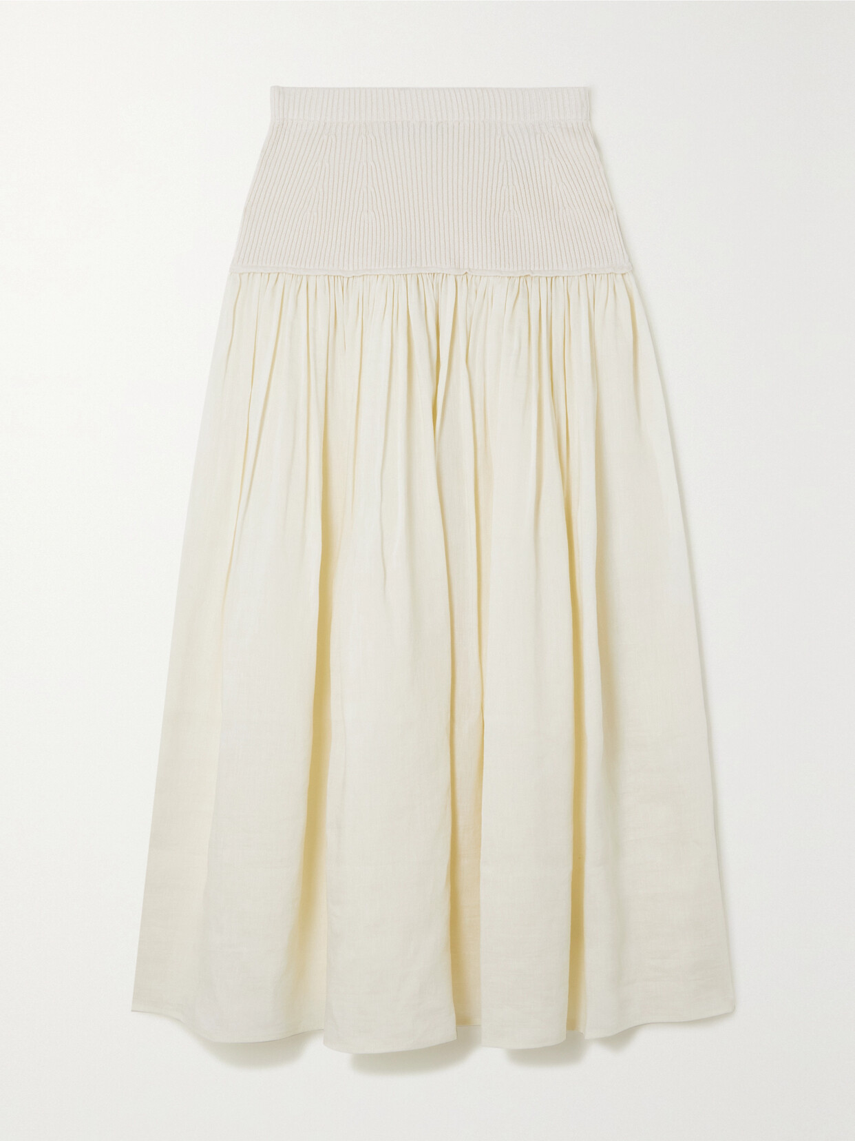 Joseph Seaton Ribbed-knit And Woven Maxi Skirt - Ivory