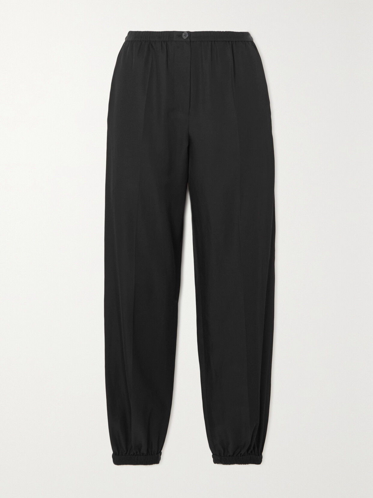 Joseph Taio High-rise Silk And Cotton-blend Trousers In Black