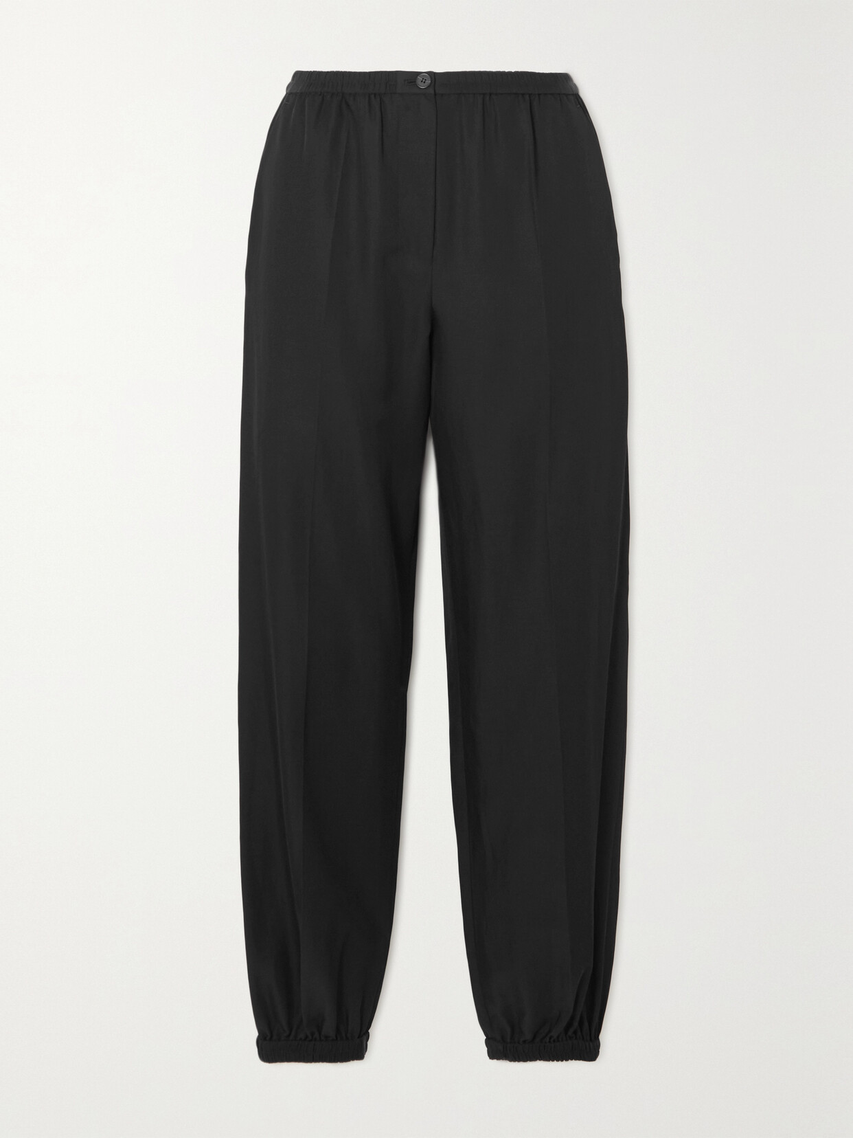 JOSEPH TAIO SILK AND COTTON-BLEND TAPERED PANTS