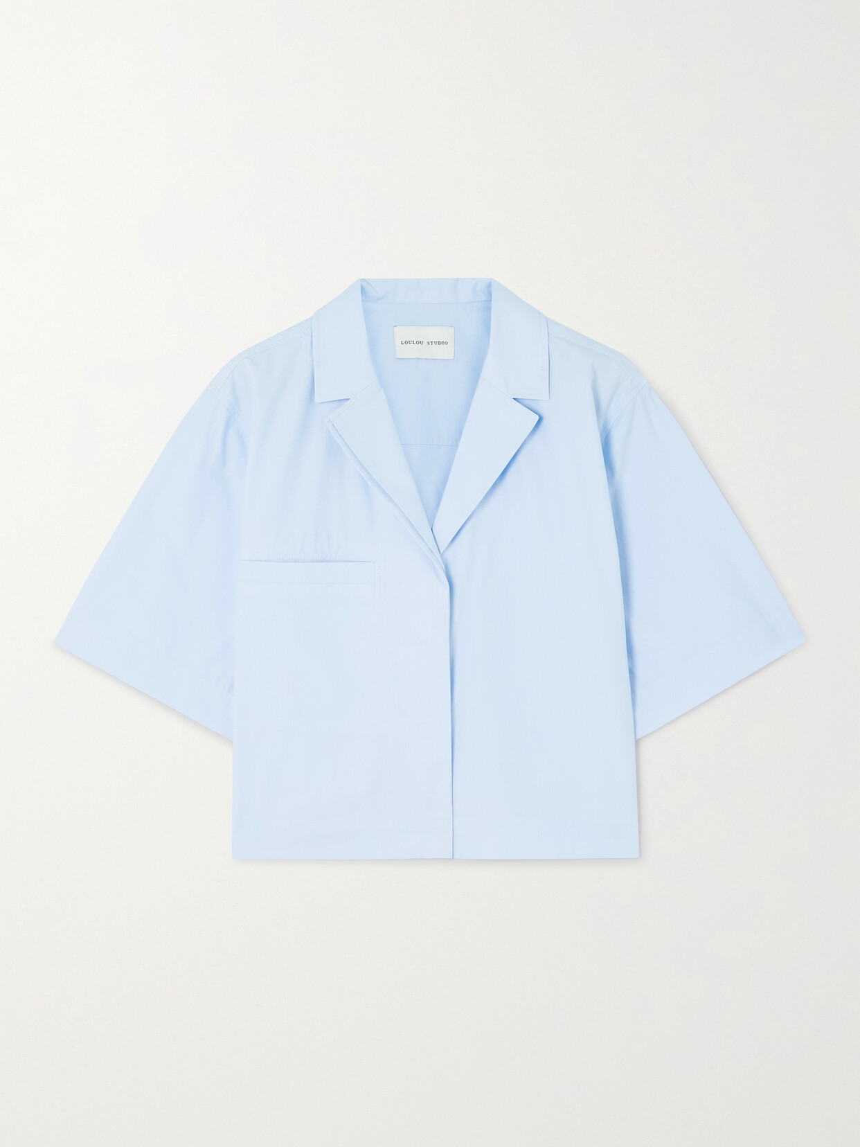 LOULOU STUDIO - + Net Sustain Mana Cropped Organic Cotton-poplin Shirt - Blue