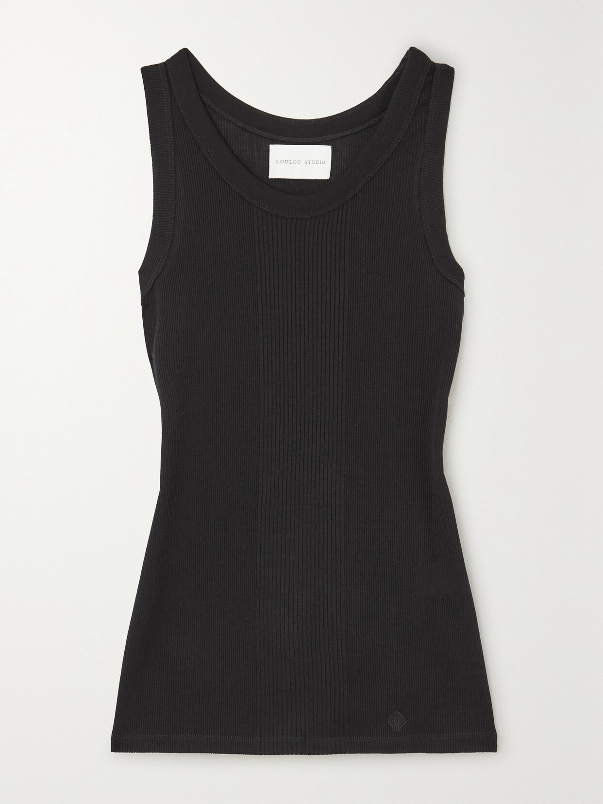 Shop Loulou Studio + Net Sustain Limba Ribbed Organic Cotton Tank In Black