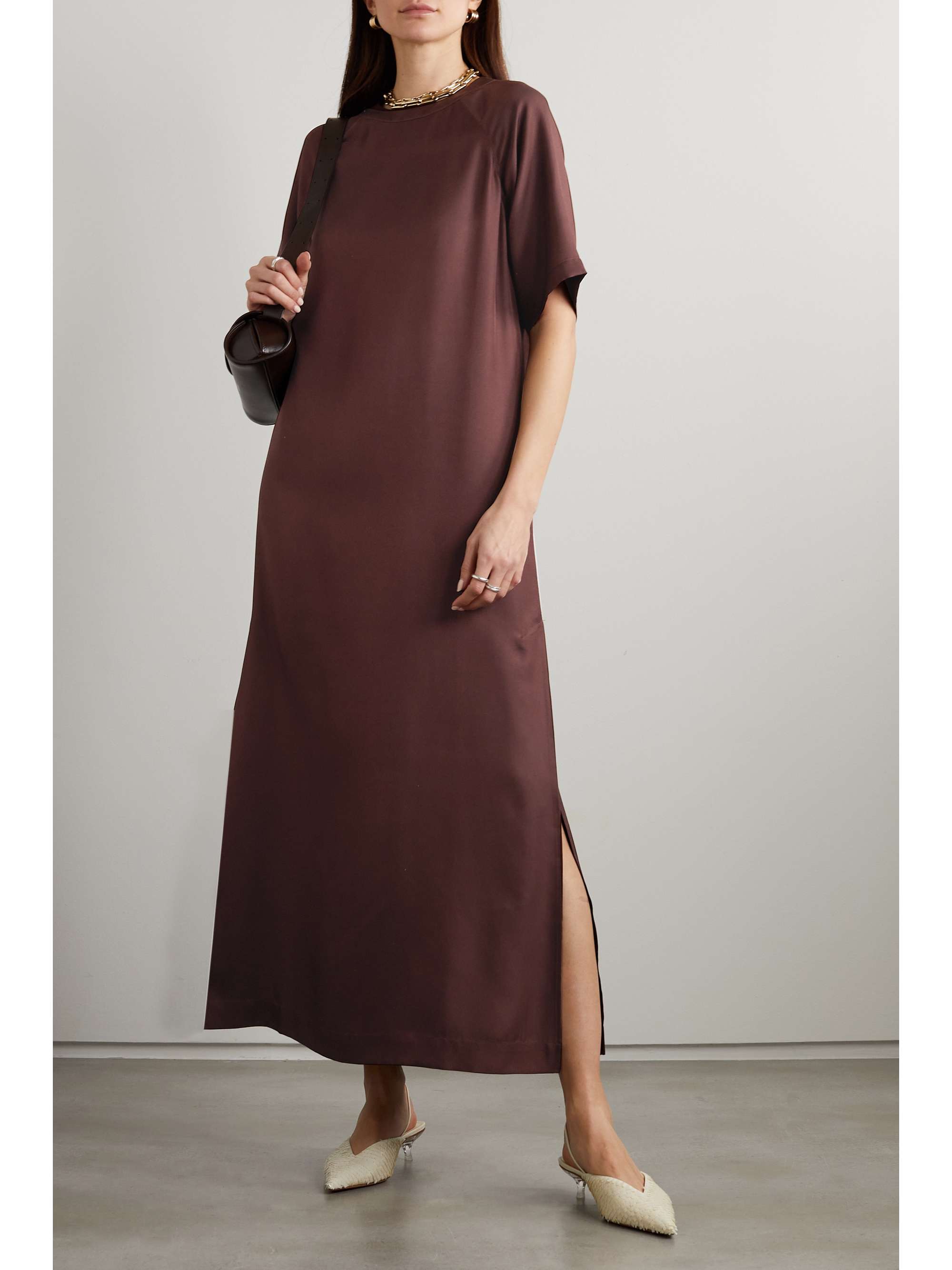 LOULOU DE SAISON Silk-twill maxi dress