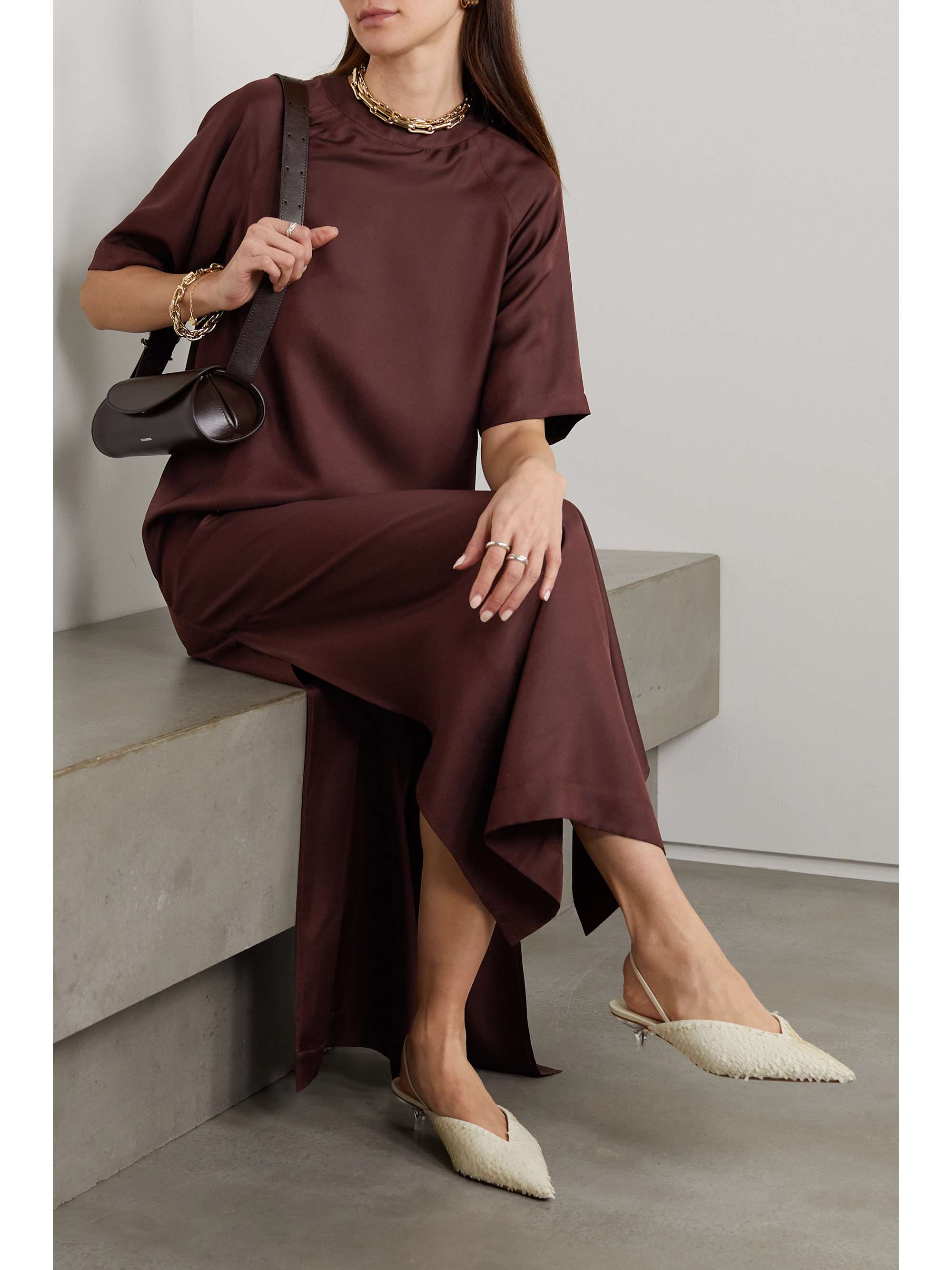LOULOU DE SAISON Silk-twill maxi dress