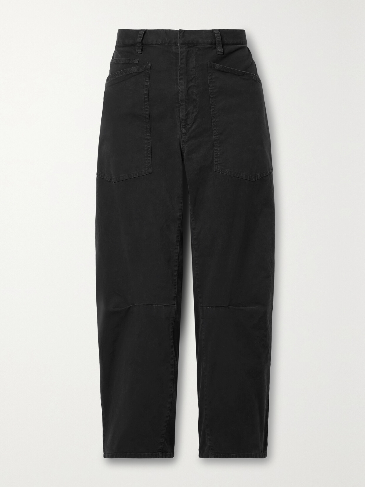 Shop Nili Lotan Shon Cotton-blend Twill Tapered Pants In Black