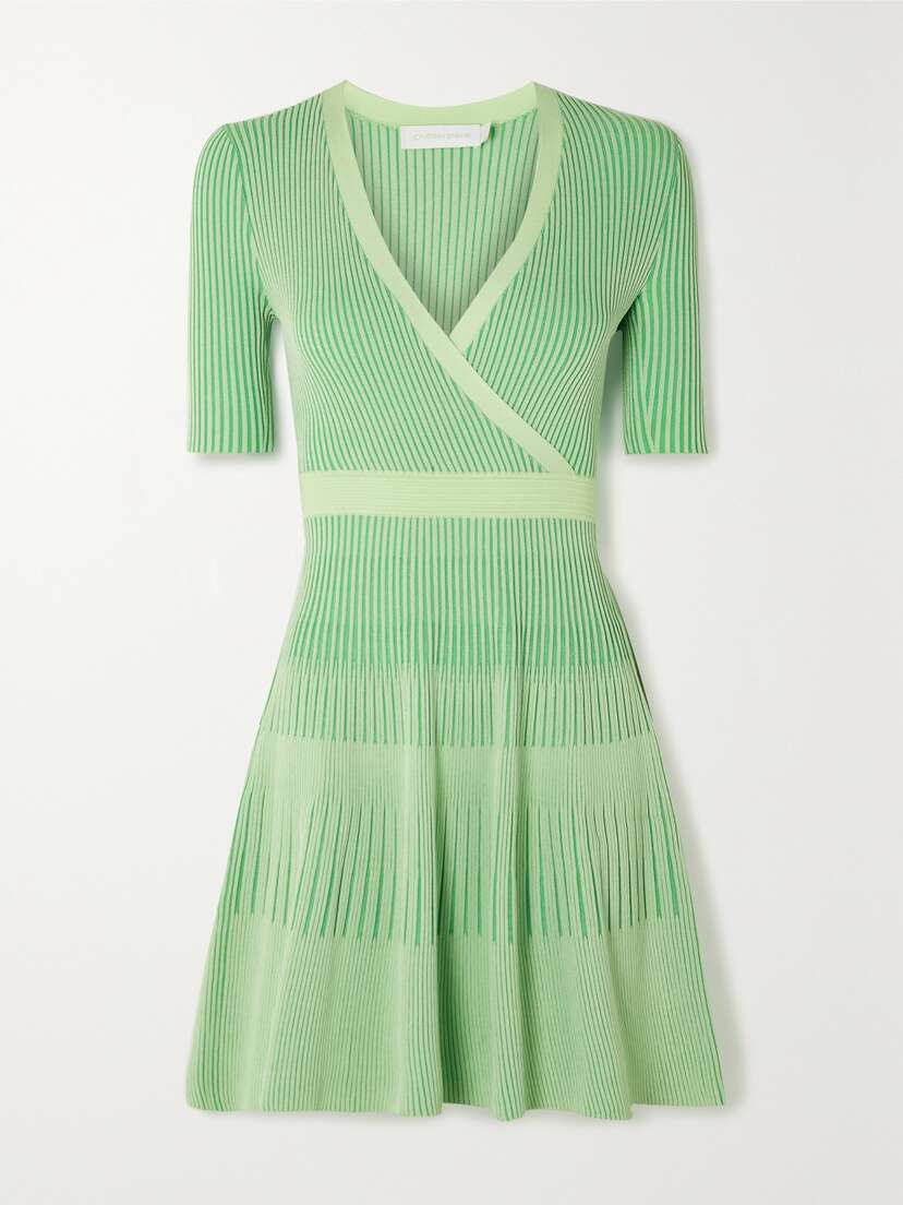 Simkhai Nadya Wrap-effect Ribbed-knit Mini Dress - x large