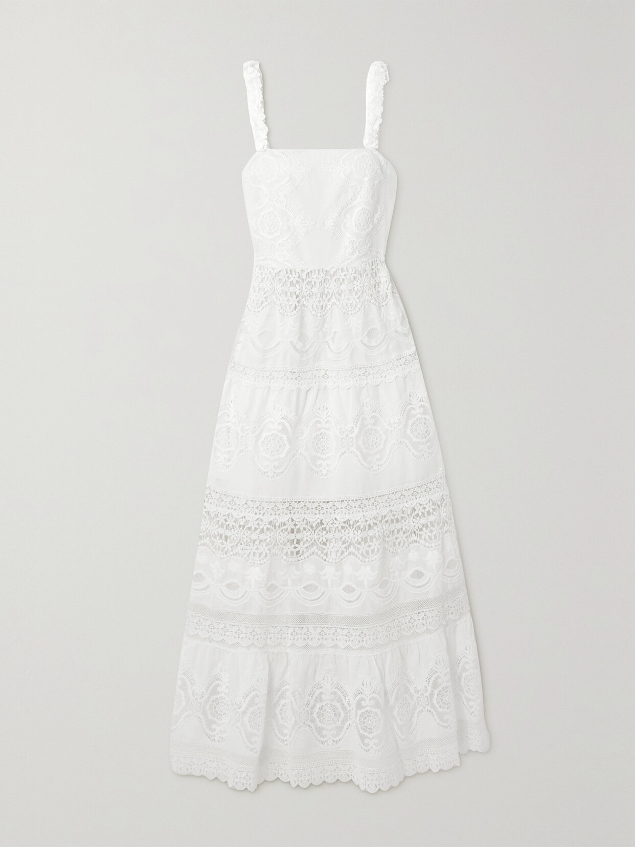 Alice + Olivia - Alora Guipure Lace-trimmed Embroidered Cotton Maxi Dress - White