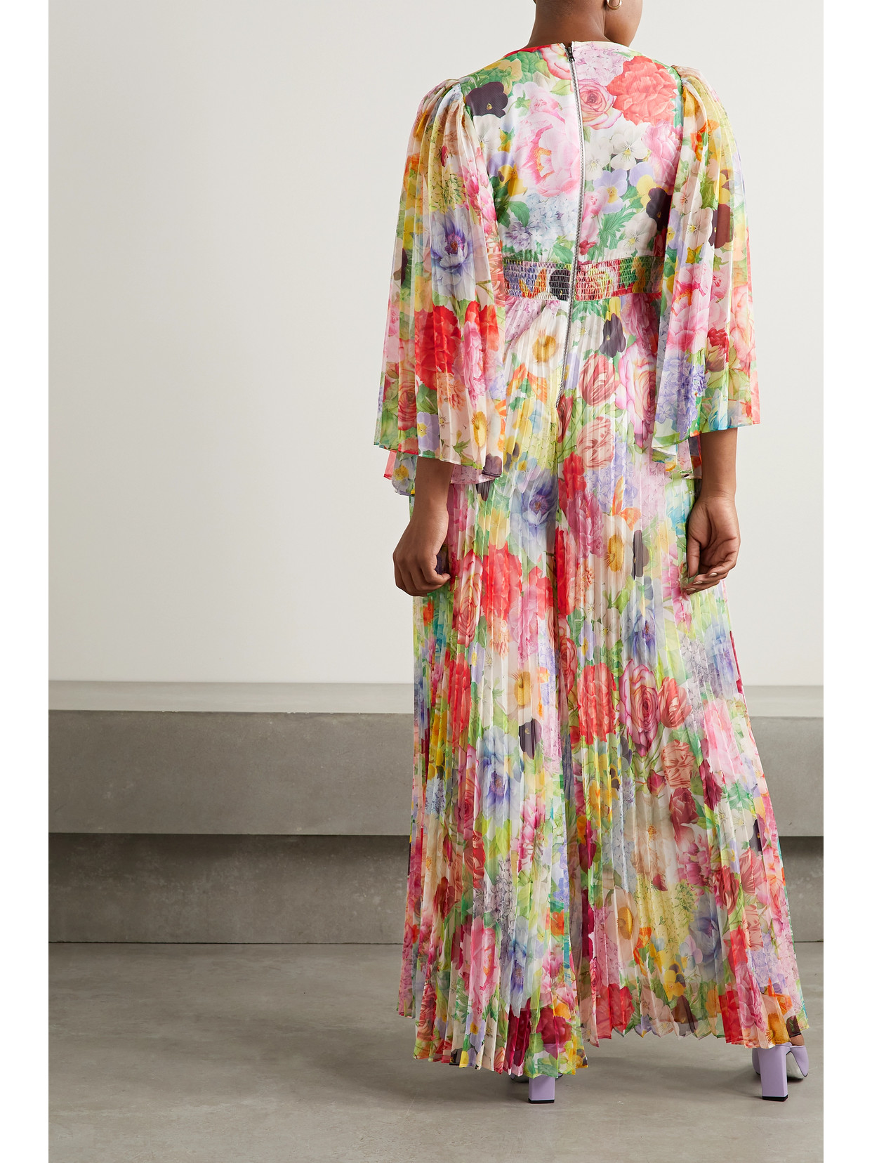 Alice And Olivia Bennet Pleated Floral-print Chiffon Jumpsuit In Dawn ...