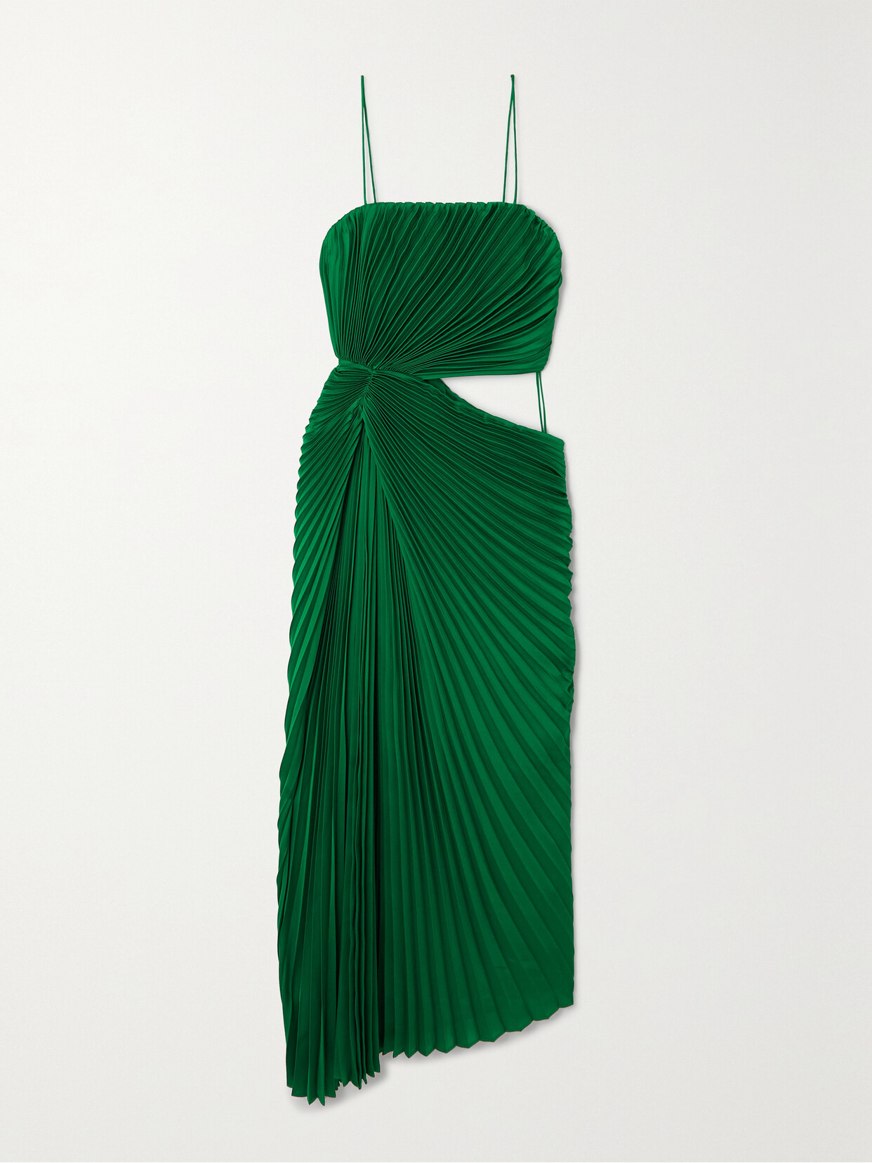 Alice + Olivia - Fayeth Cutout Gathered Plissé-satin Midi Dress - Green