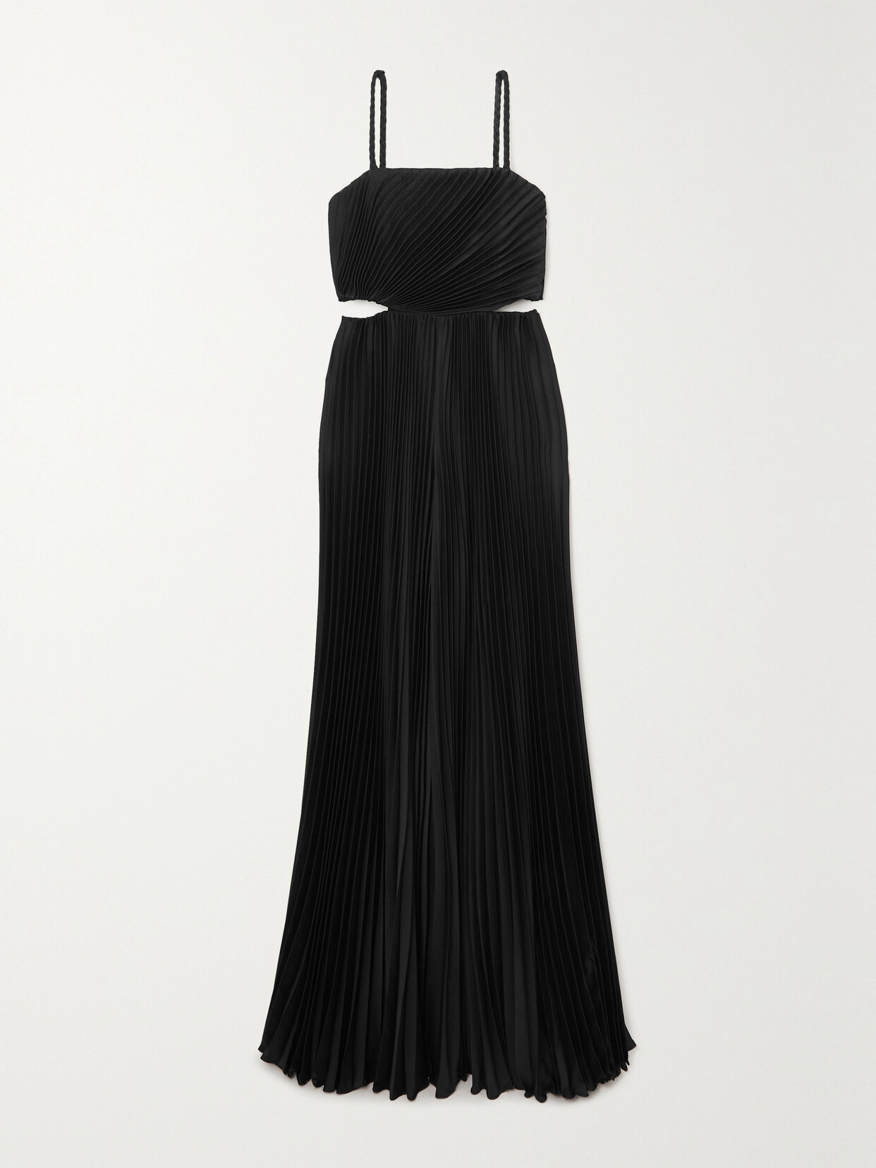 Alice + Olivia - Cutout Plissé-satin Wide-leg Jumpsuit - Black