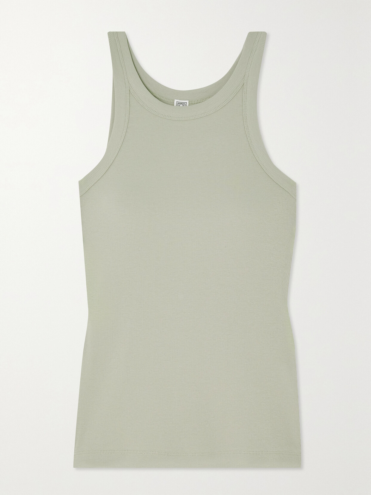 TOTEME - Curved Ribbed Stretch Organic Cotton-jersey Tank - Green