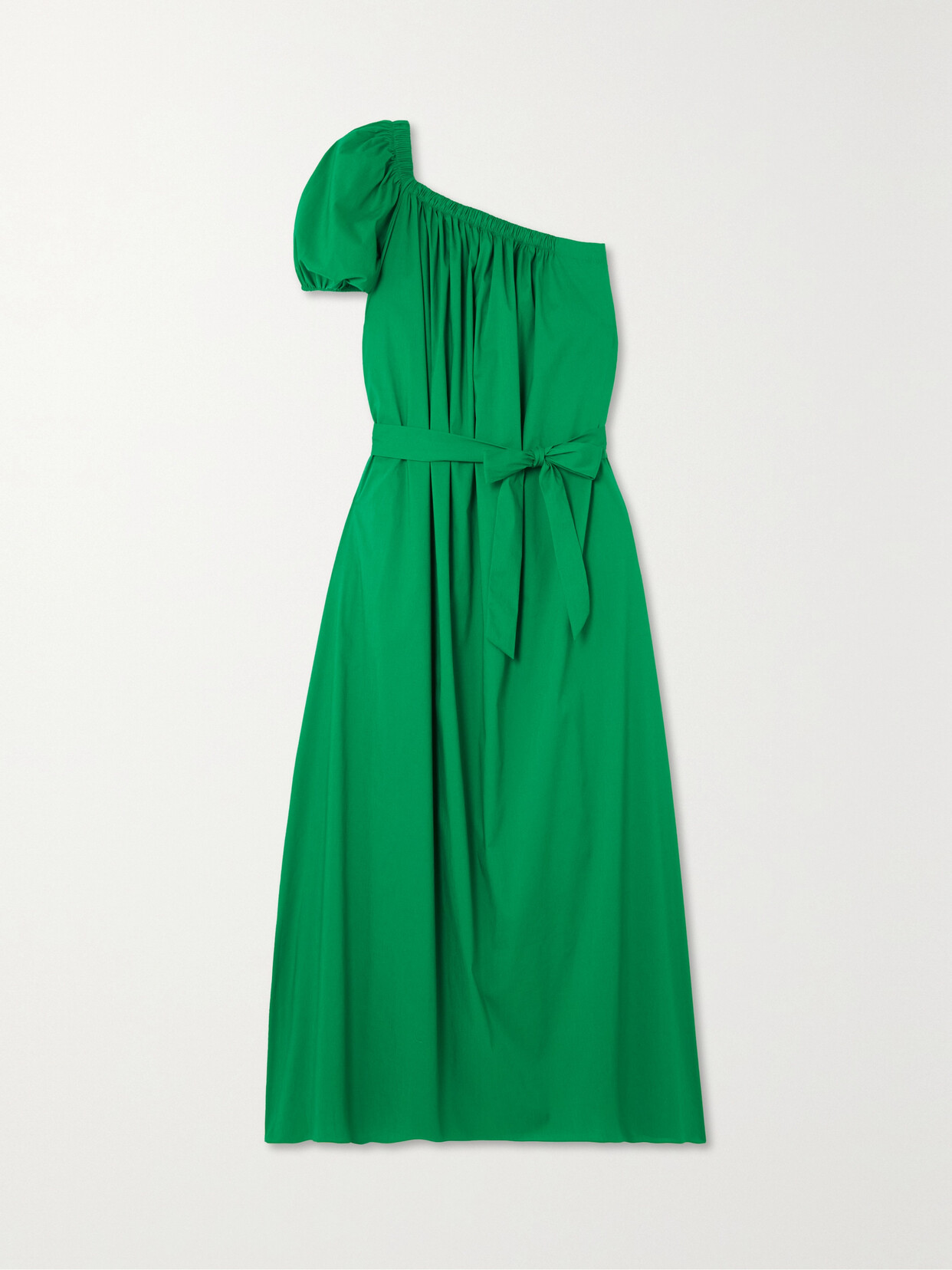 Diane von Furstenberg Pasquale One-shoulder Belted Cotton-blend Poplin Dress - Green