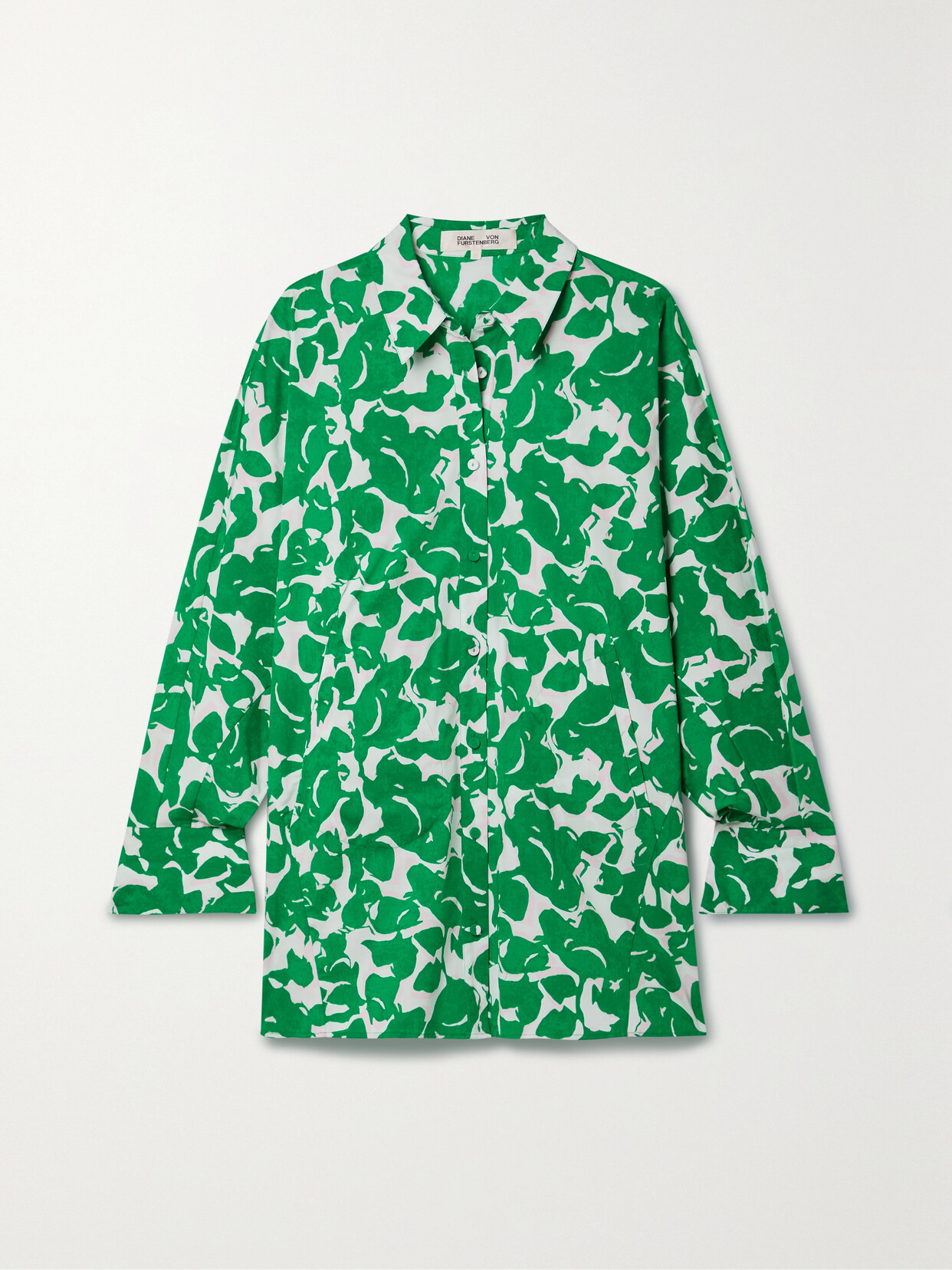 DIANE VON FURSTENBERG CALEB OVERSIZED PRINTED COTTON-BLEND SHIRT