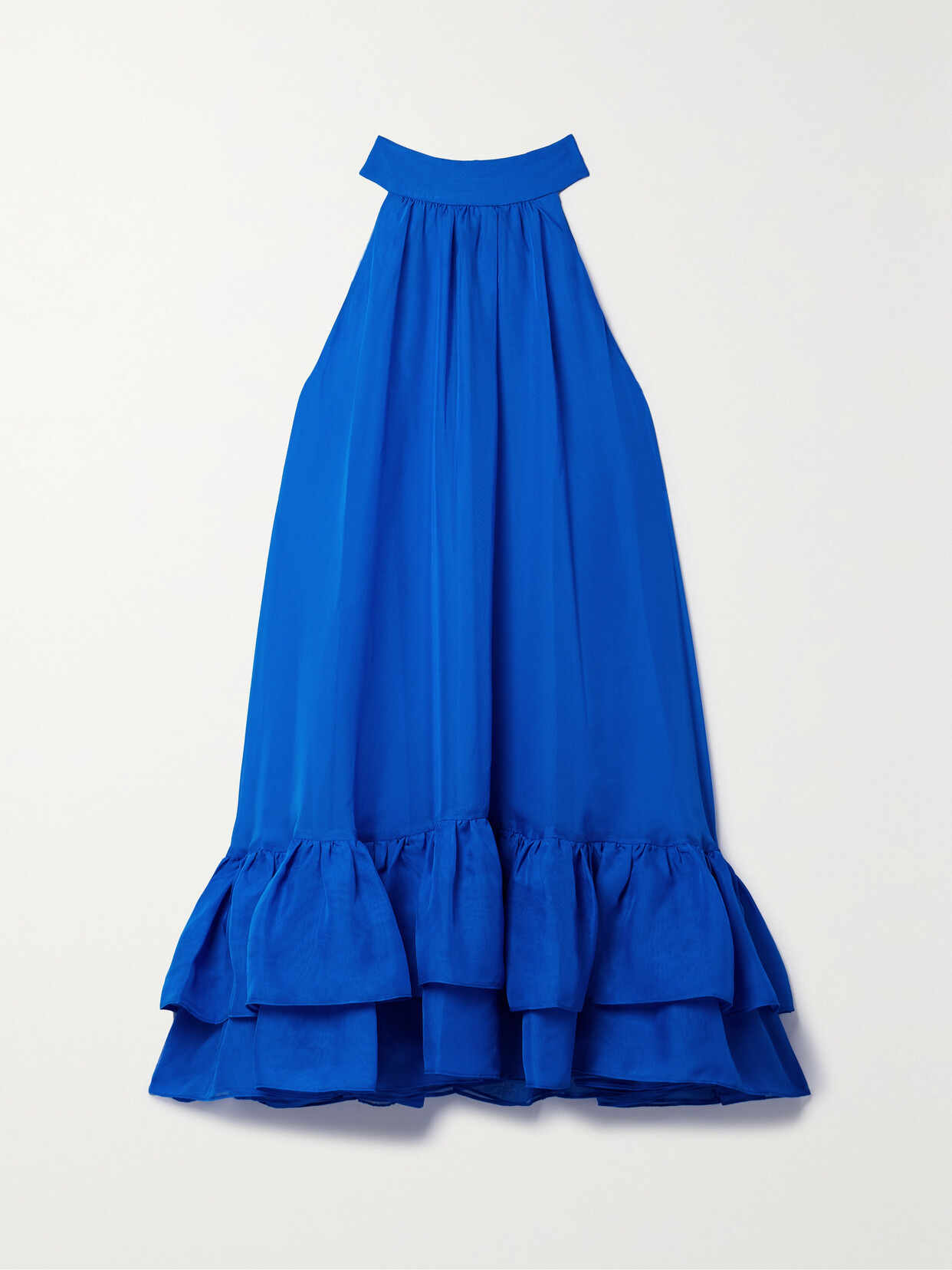 Alice + Olivia - Erna Ruffled Crepe De Chine Mini Dress - Blue