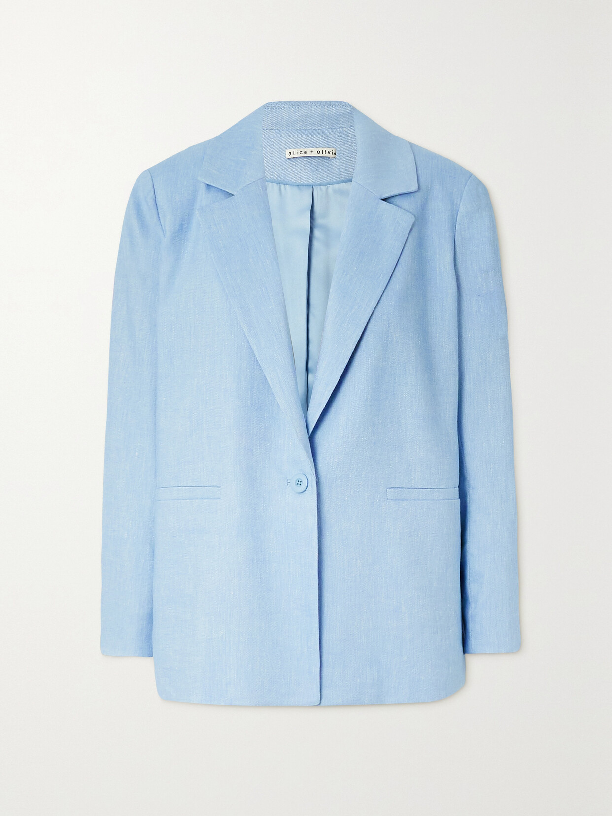 Alice And Olivia Denny Chambray Single-breasted Boyfriend Blazer In Blue