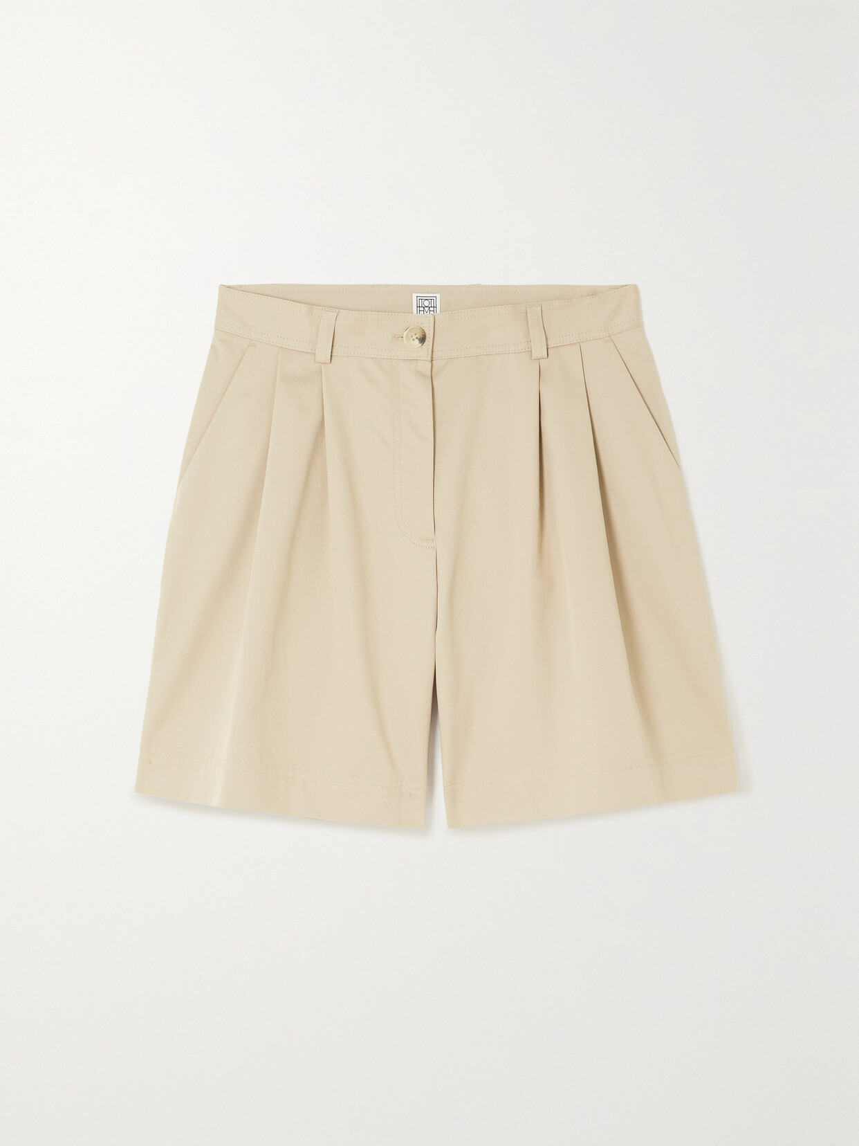 TOTÊME PLEATED ORGANIC COTTON-TWILL SHORTS