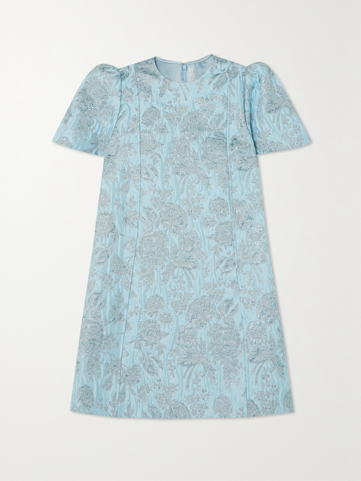 The Vampire's Wife I'll Get You, My Pretty Metallic Floral-brocade Mini Dress In Blue