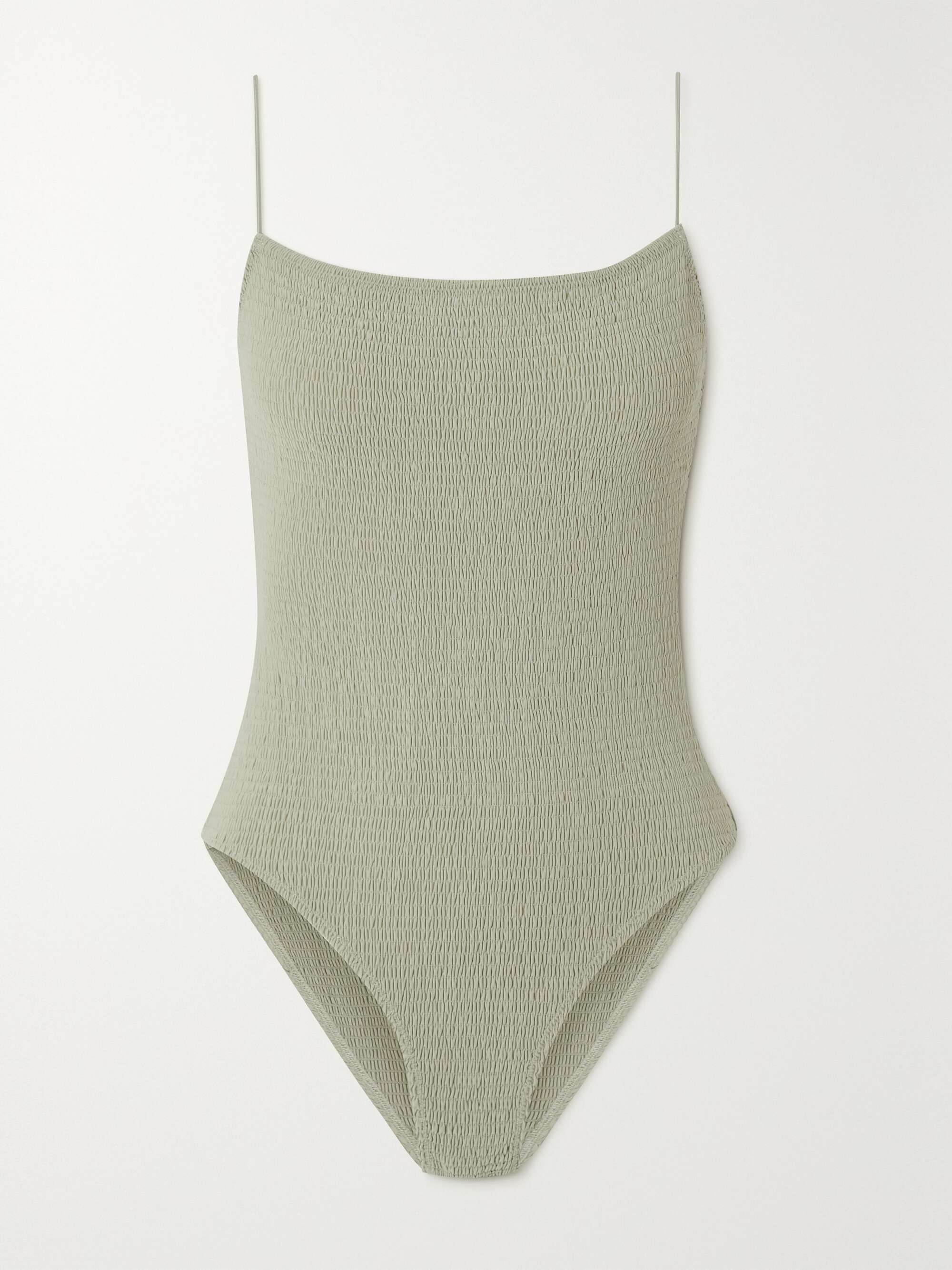 【TOTEME】open-back recycled-seersucker swimsuit TOTEME | Plus Net Sustain Open Back Stretch Recycled