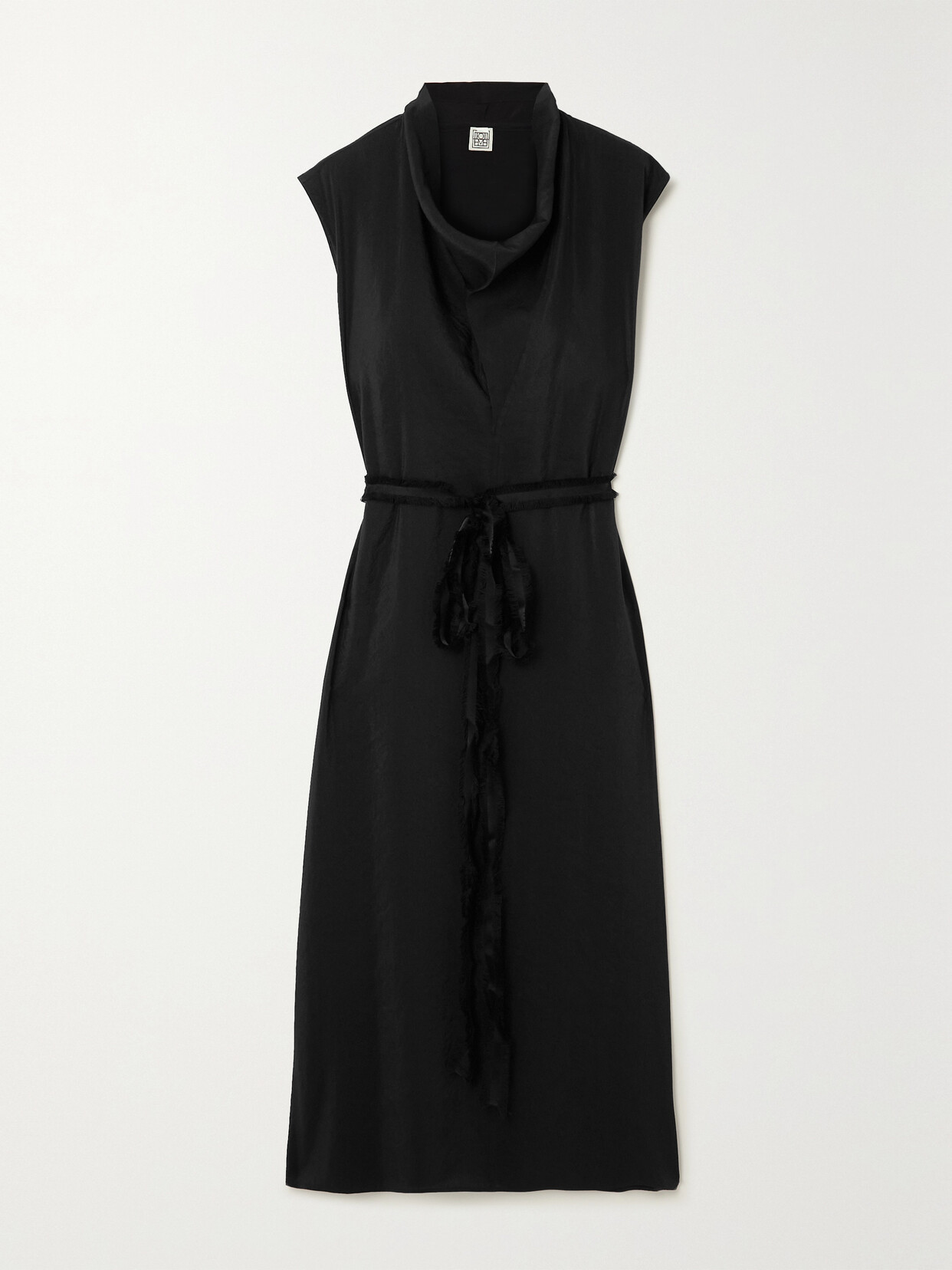 Totême Belted Crepe Midi Dress In Black