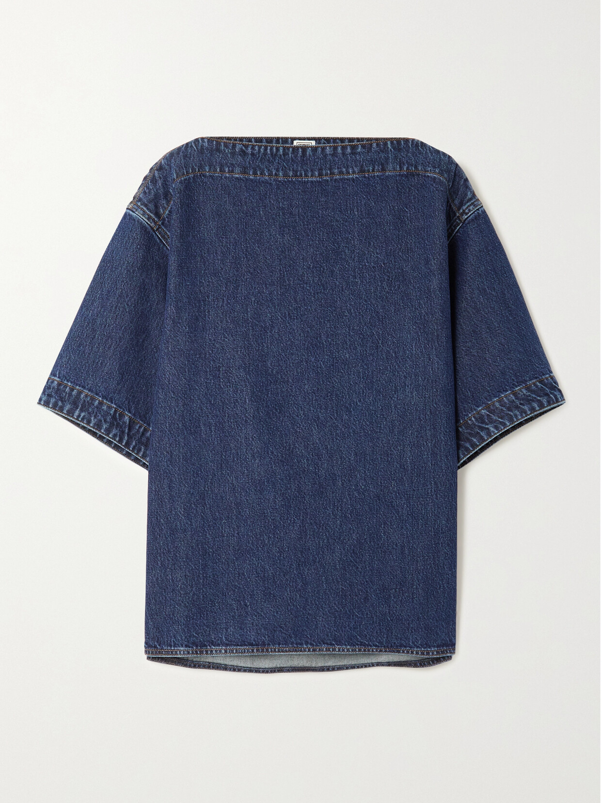 Totême Dart-neck Denim Top In Dark Blue