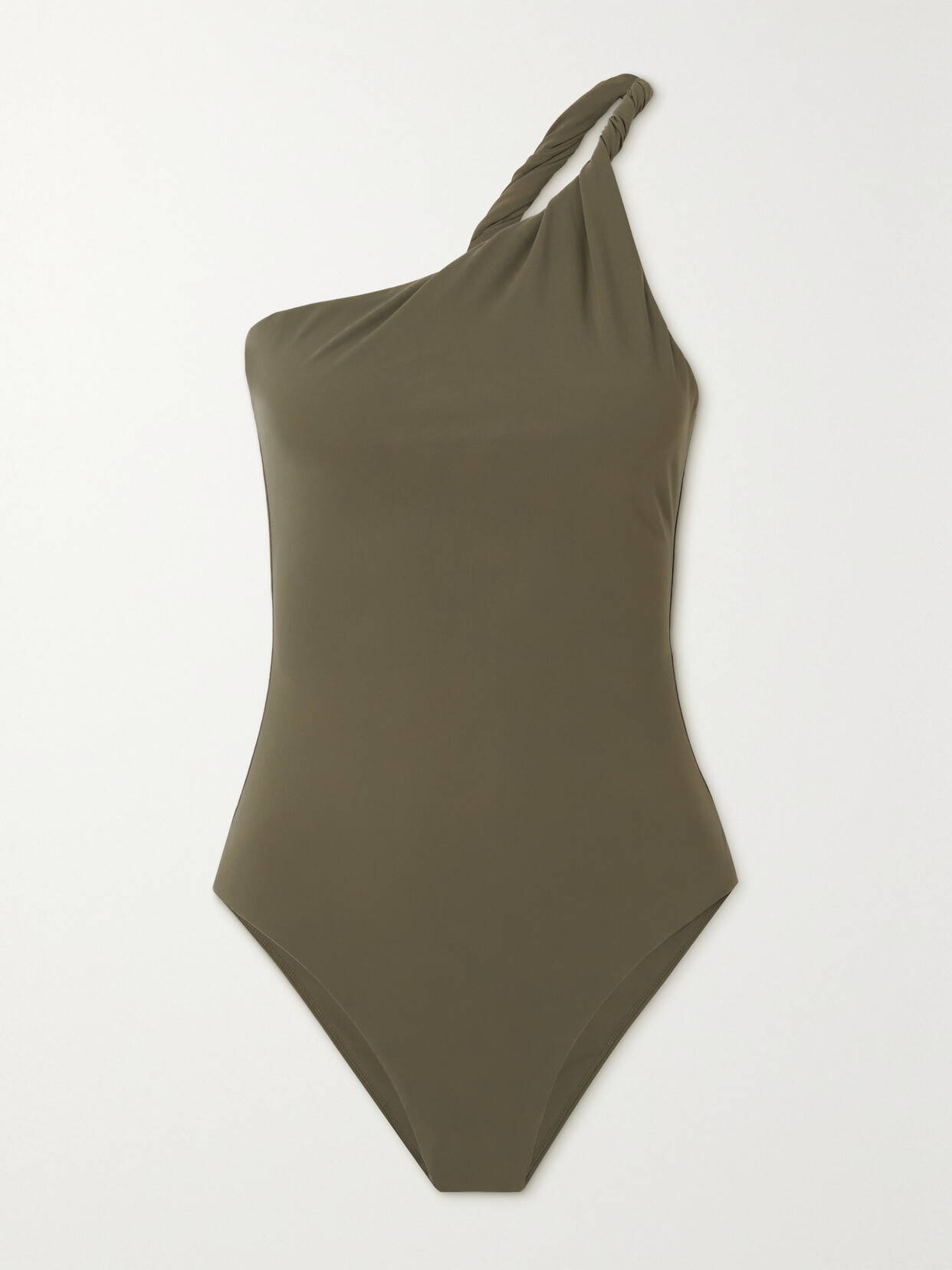 TOTÊME TWISTED ONE-SHOULDER RECYCLED SWIMSUIT