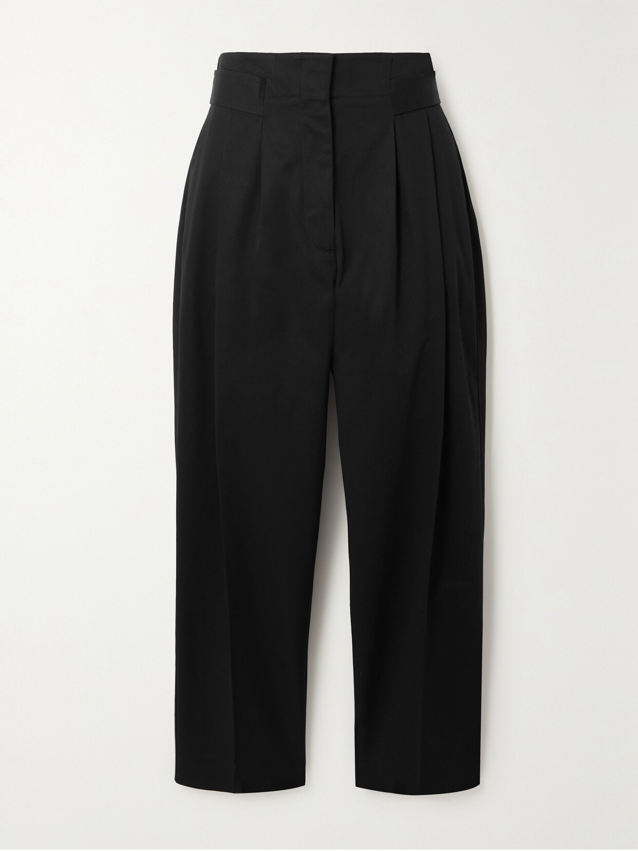 TOTEME Pleated Cotton-twill Wide-leg Pants - Black