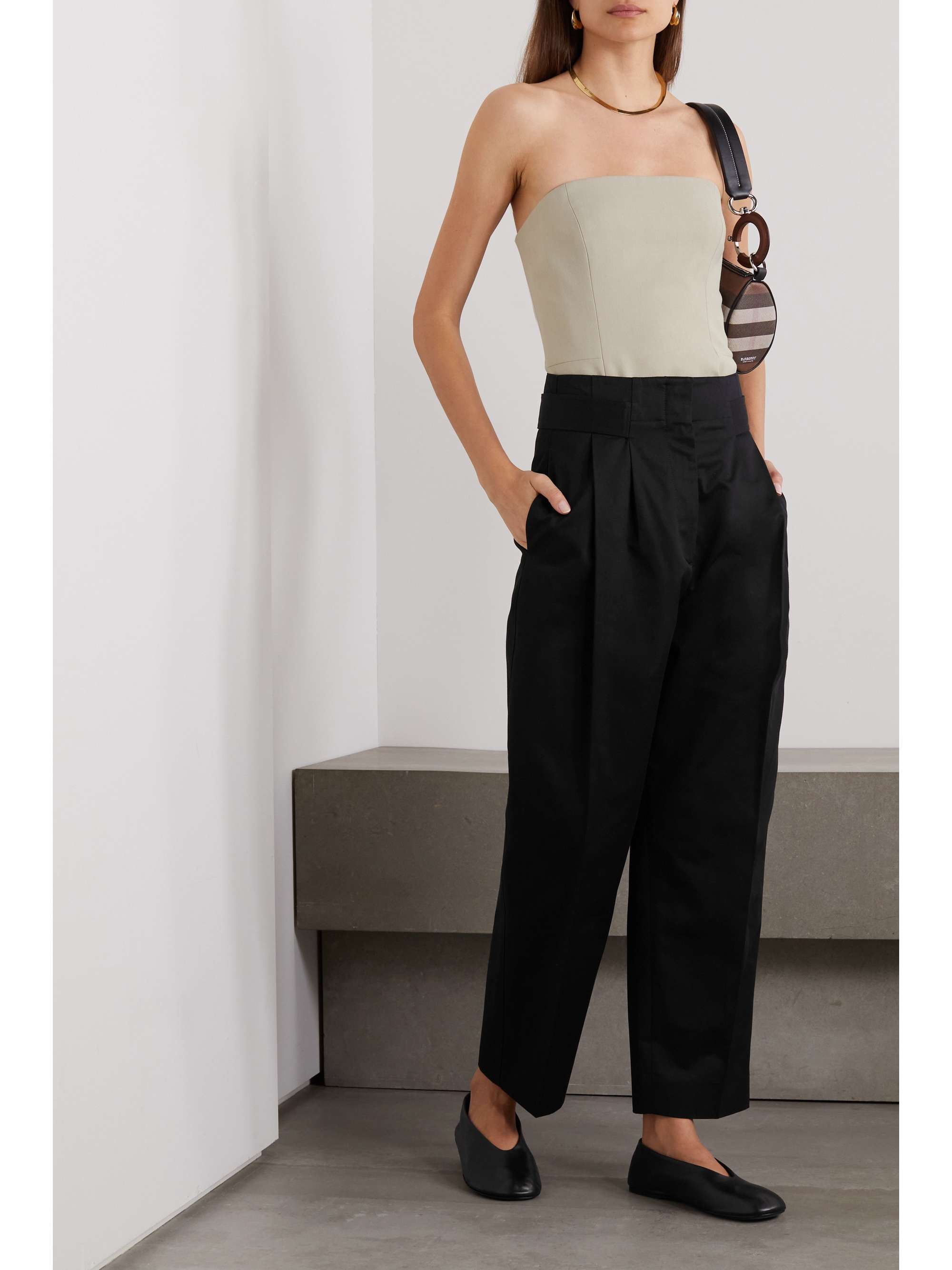 TOTEME Pleated cotton-twill wide-leg pants