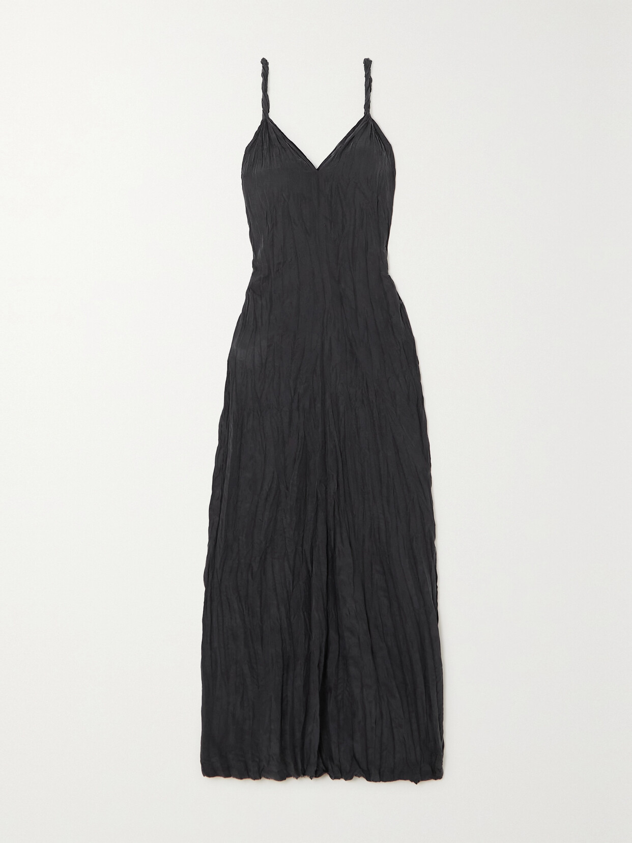 TOTEME Twisted Crinkled Silk Maxi Dress - Black
