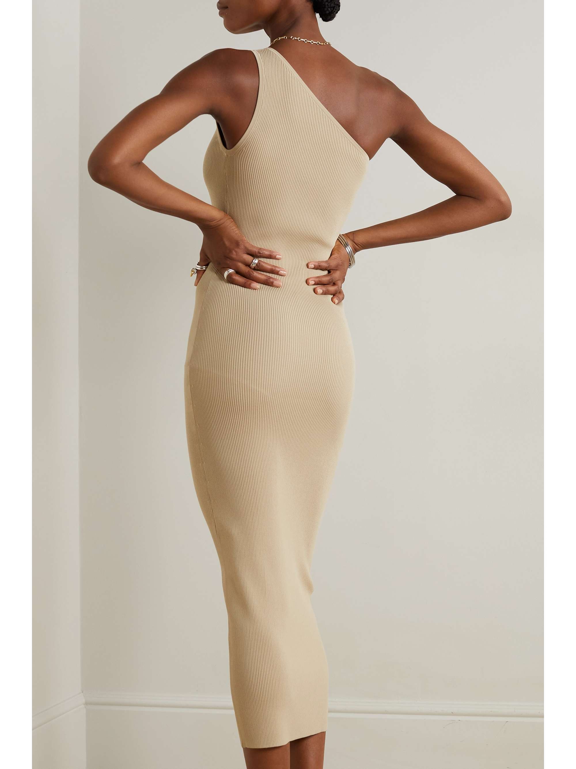 TOTEME Oneshoulder ribbedknit midi dress NETAPORTER
