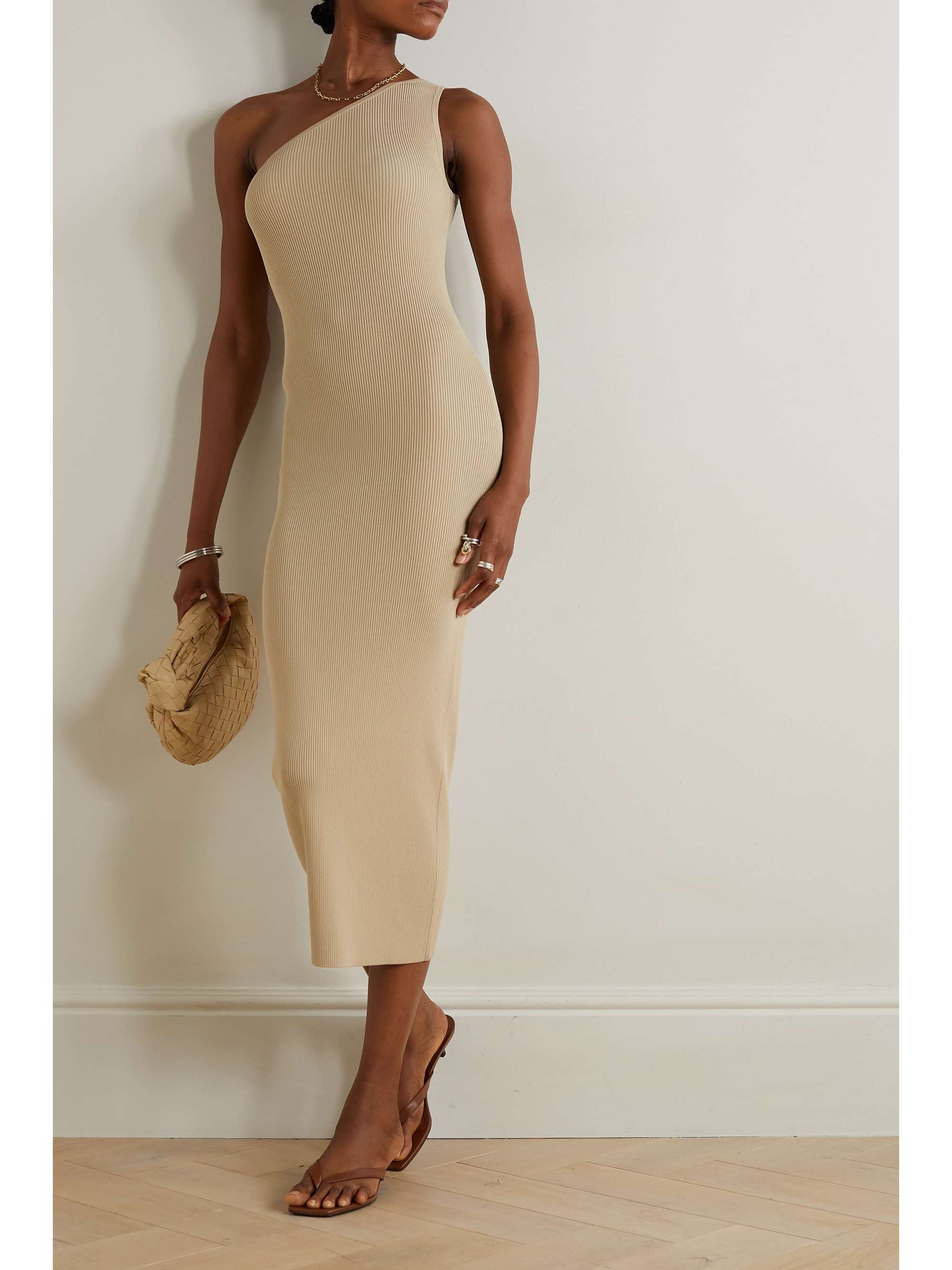 TOTEME Oneshoulder ribbedknit midi dress NETAPORTER
