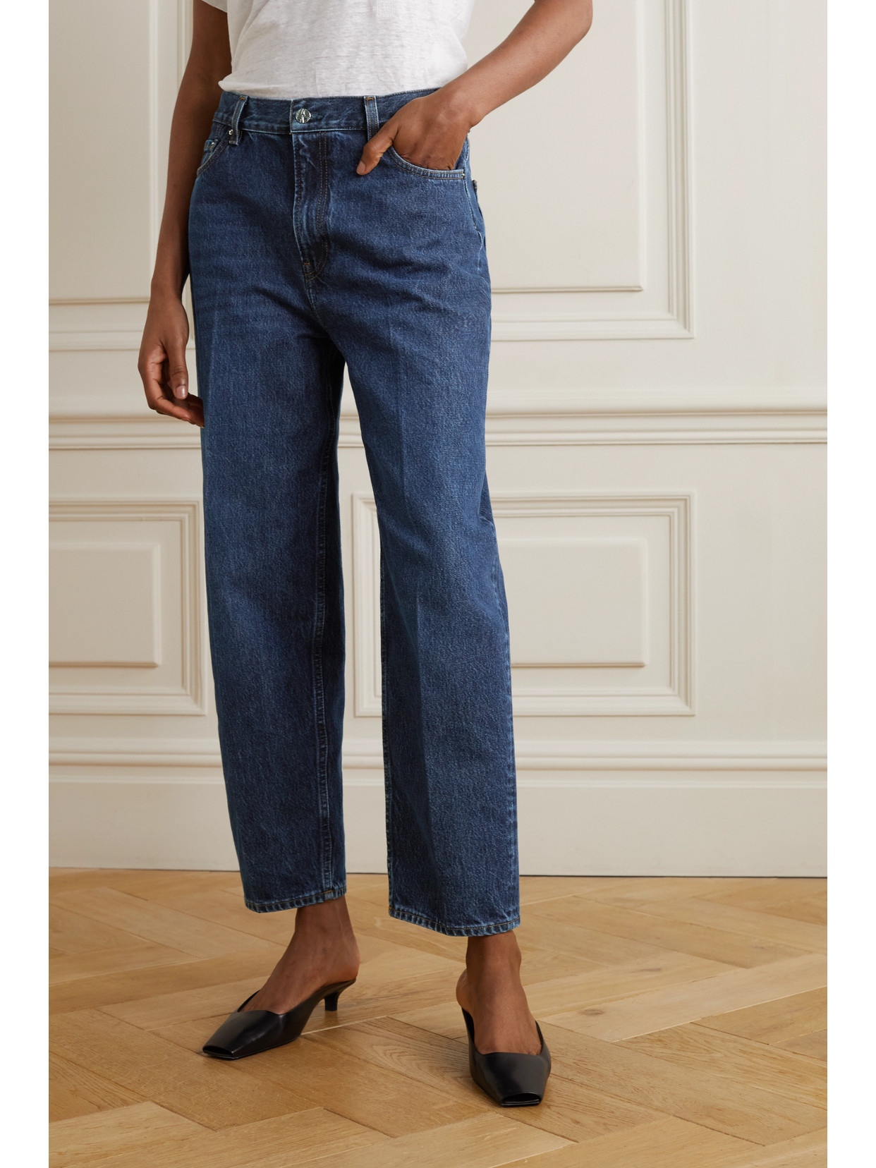 Totême High-rise Tapered Organic Jeans In Blue