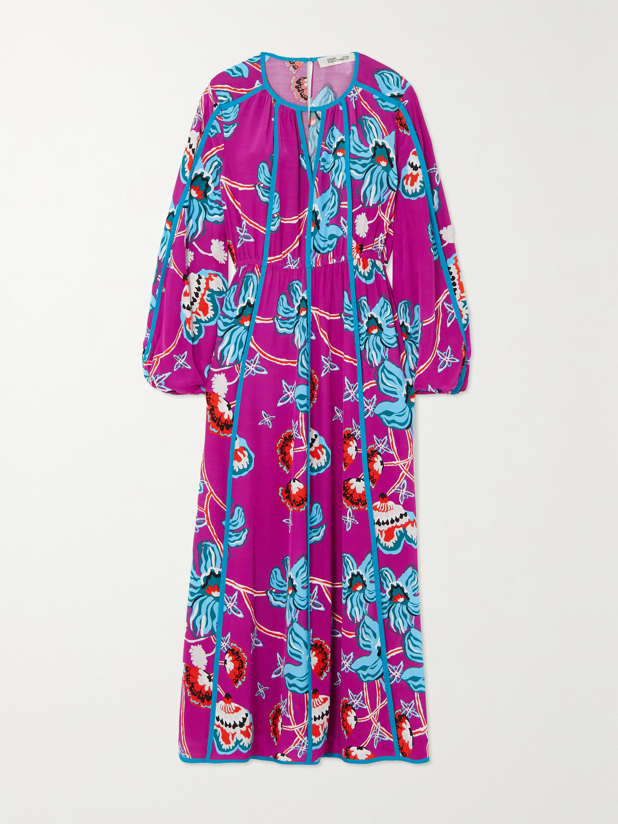 Diane von Furstenberg Scott Cutout Paneled Floral-print Crepe Midi Dress - Purple