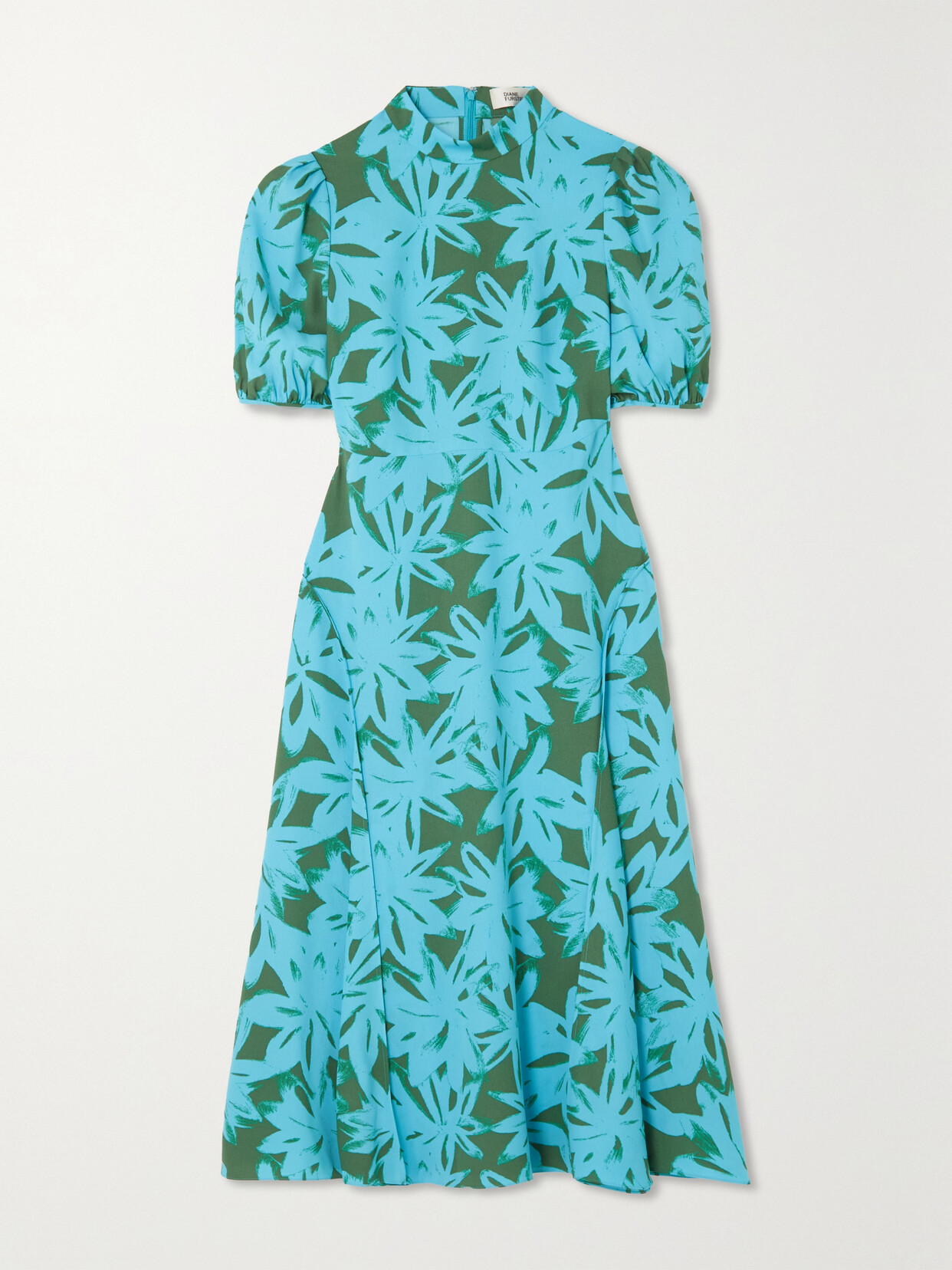 DIANE VON FURSTENBERG NELLA FLORAL-PRINT CREPE MIDI DRESS