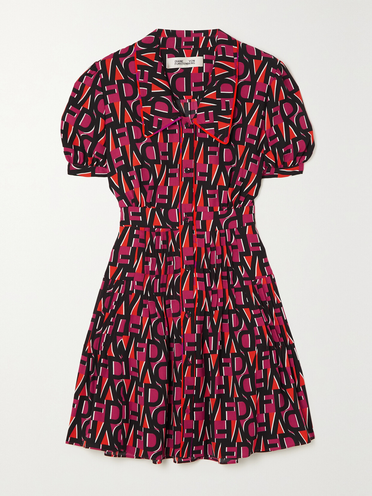 DIANE VON FURSTENBERG DARIUS PLEATED PRINTED CREPE MINI DRESS