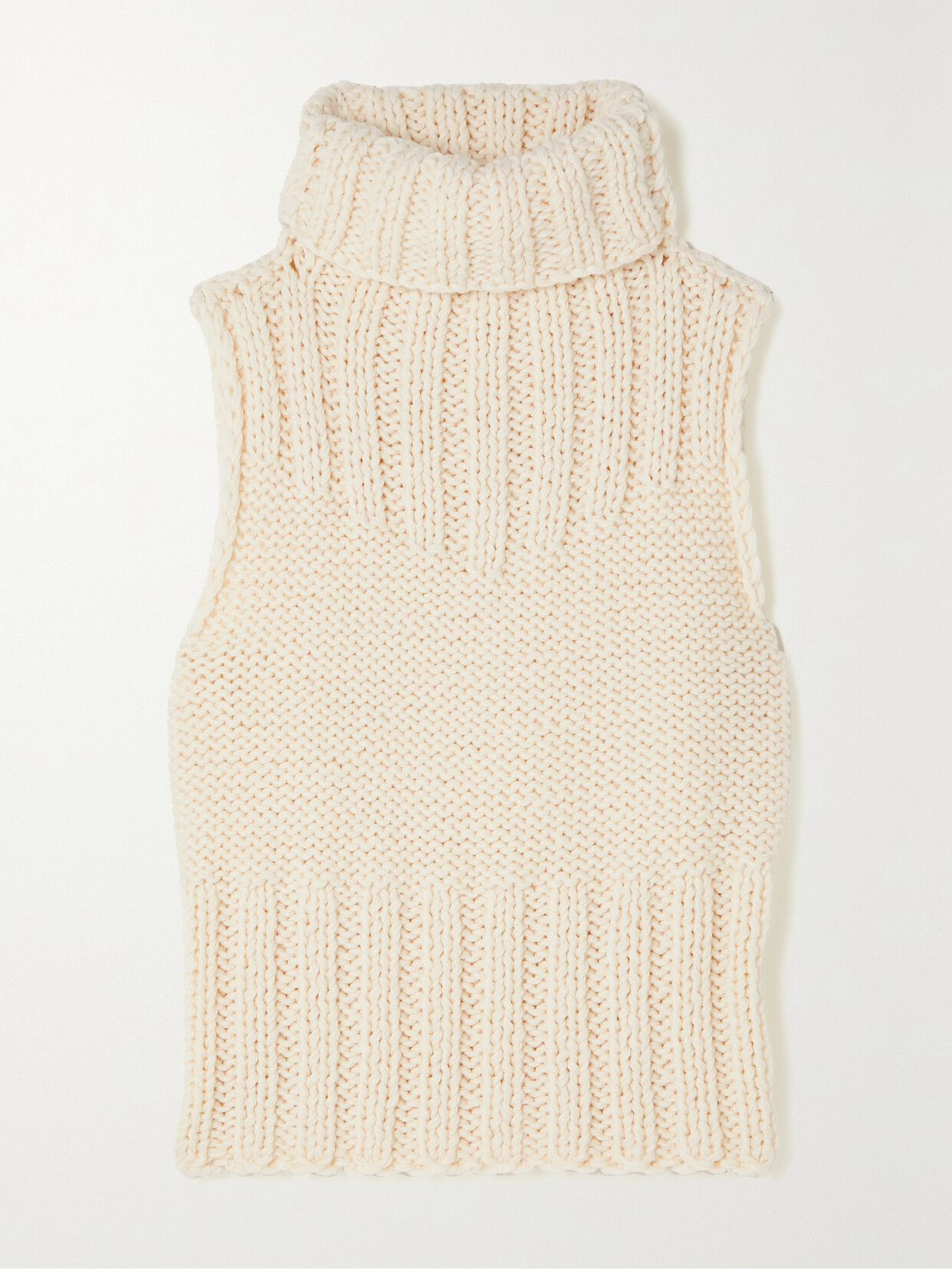 TOTEME - Ribbed Wool Turtleneck Top - Cream