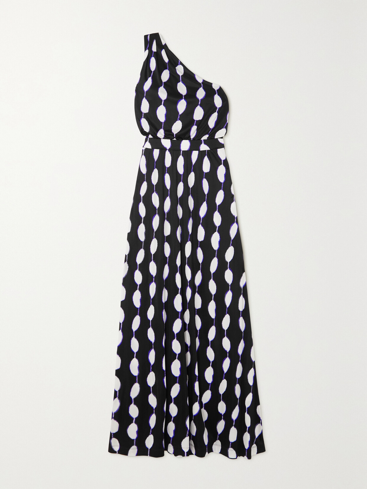 Diane von Furstenberg - Kiera One-shoulder Printed Jersey Maxi Dress - Black