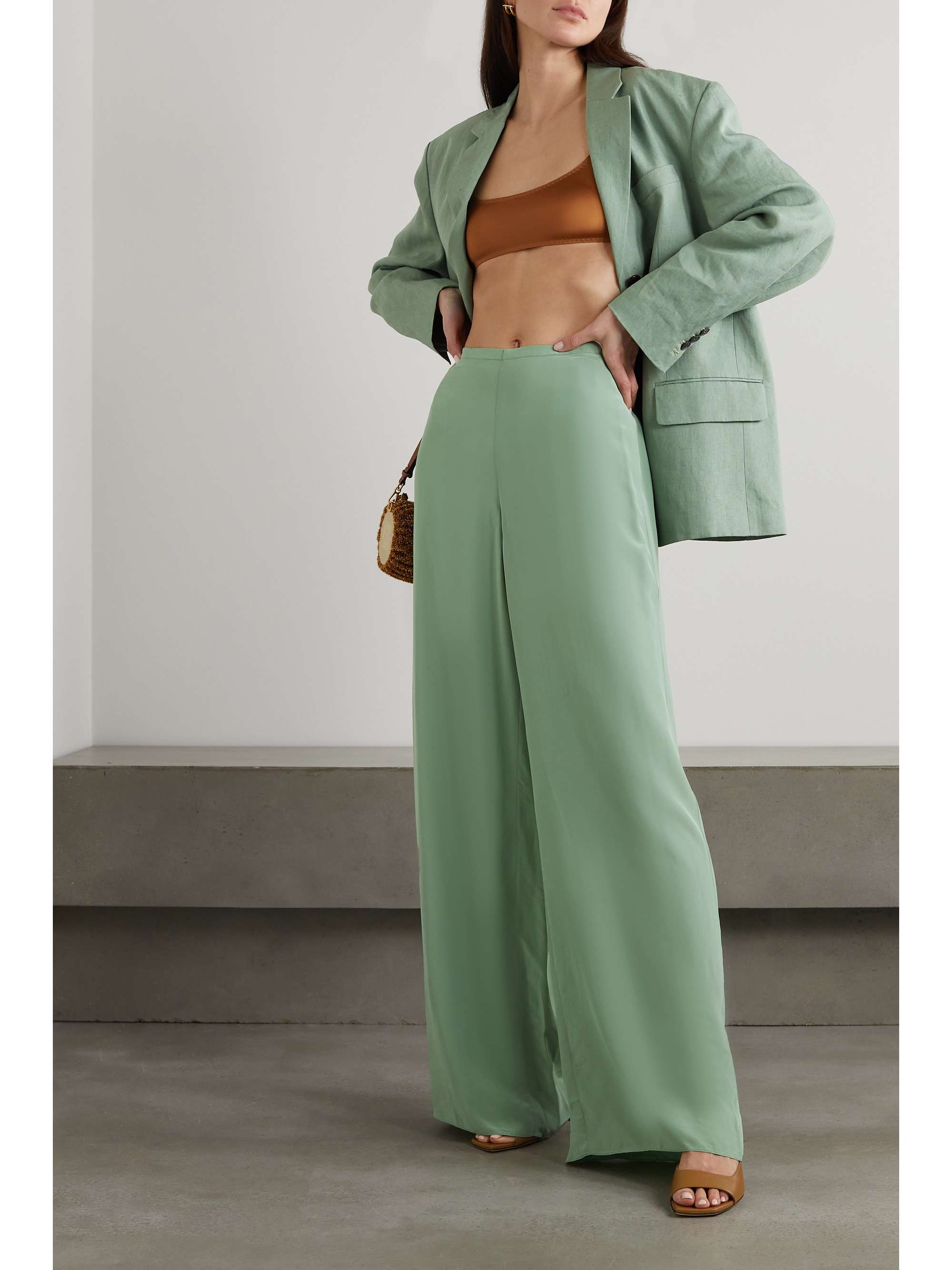 JACQUEMUS Meloia paneled neon canvas straight-leg pants