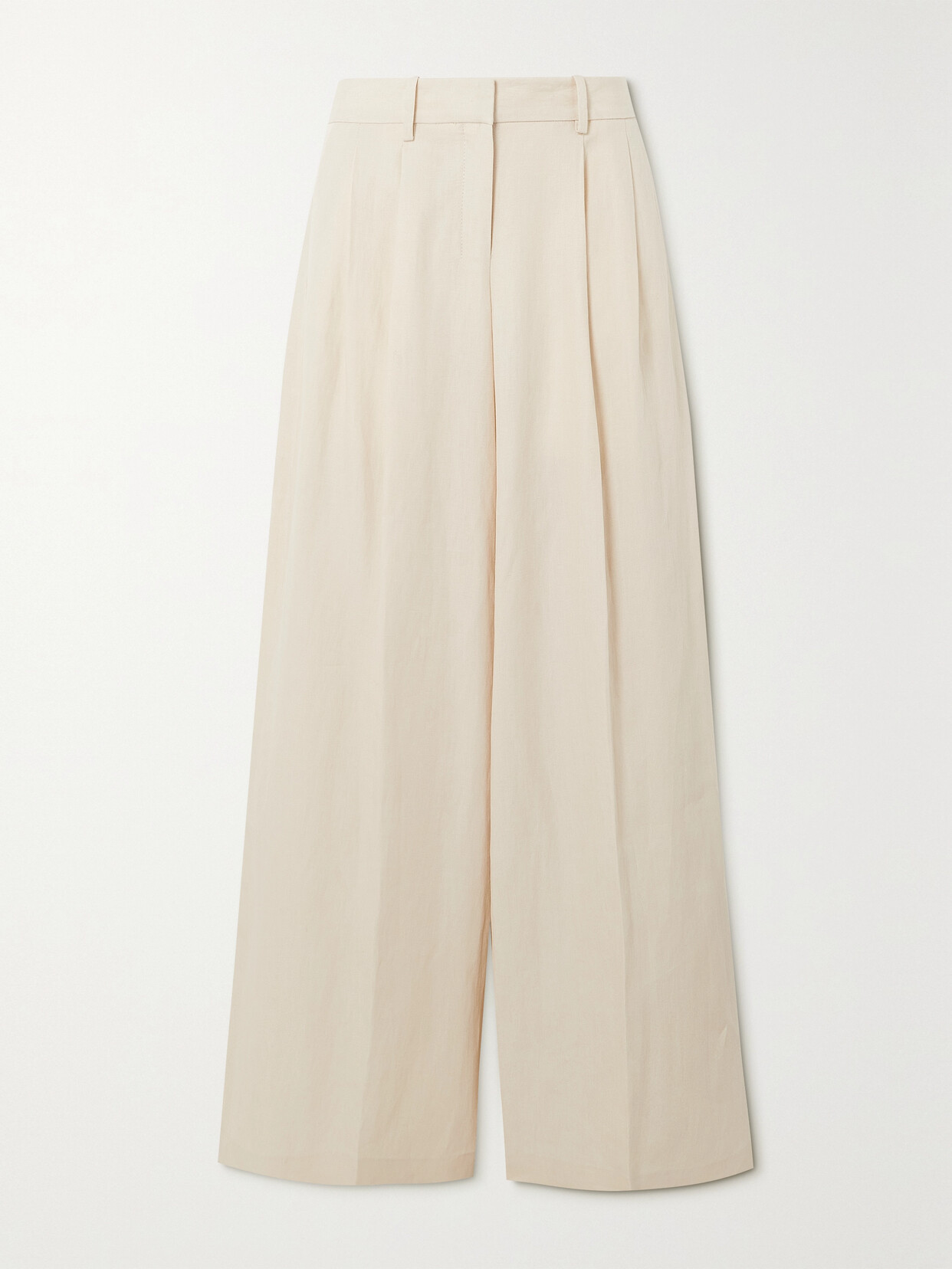 Theory - Pleated Linen Wide-leg Pants - Neutrals