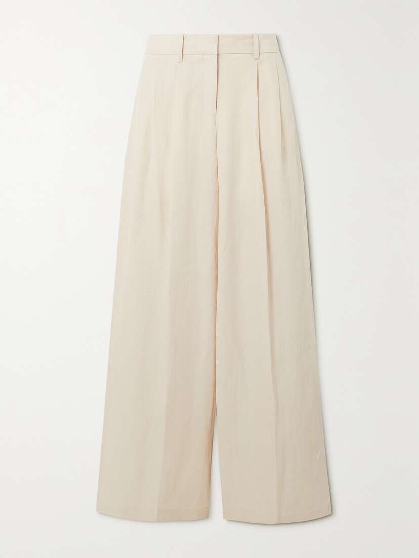 Theory Pleated Linen Wide-leg Pants