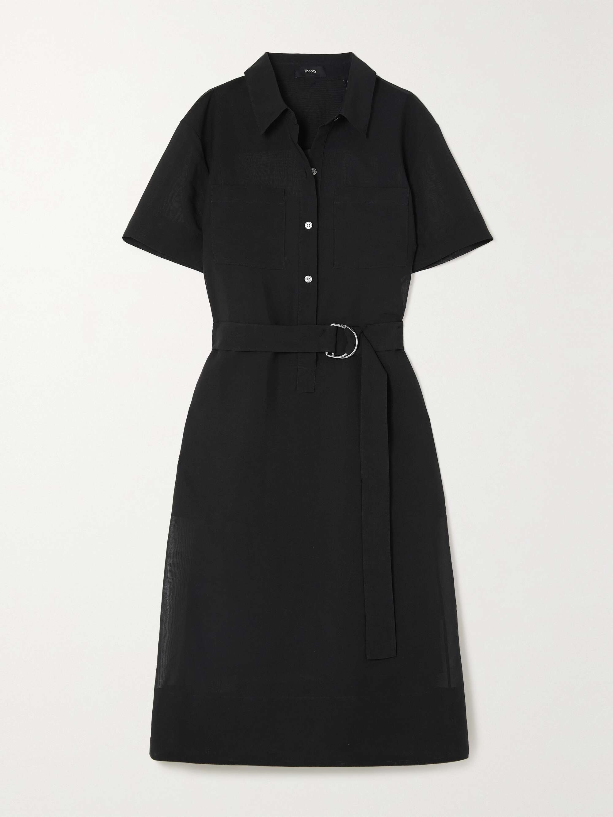 THEORY Belted cotton-blend shirt dress | NET-A-PORTER