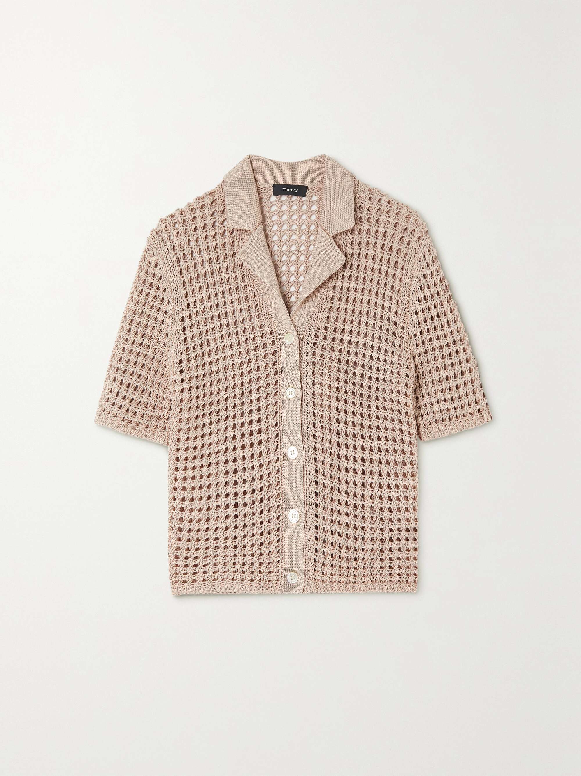 Crocheted cotton blend cardigan