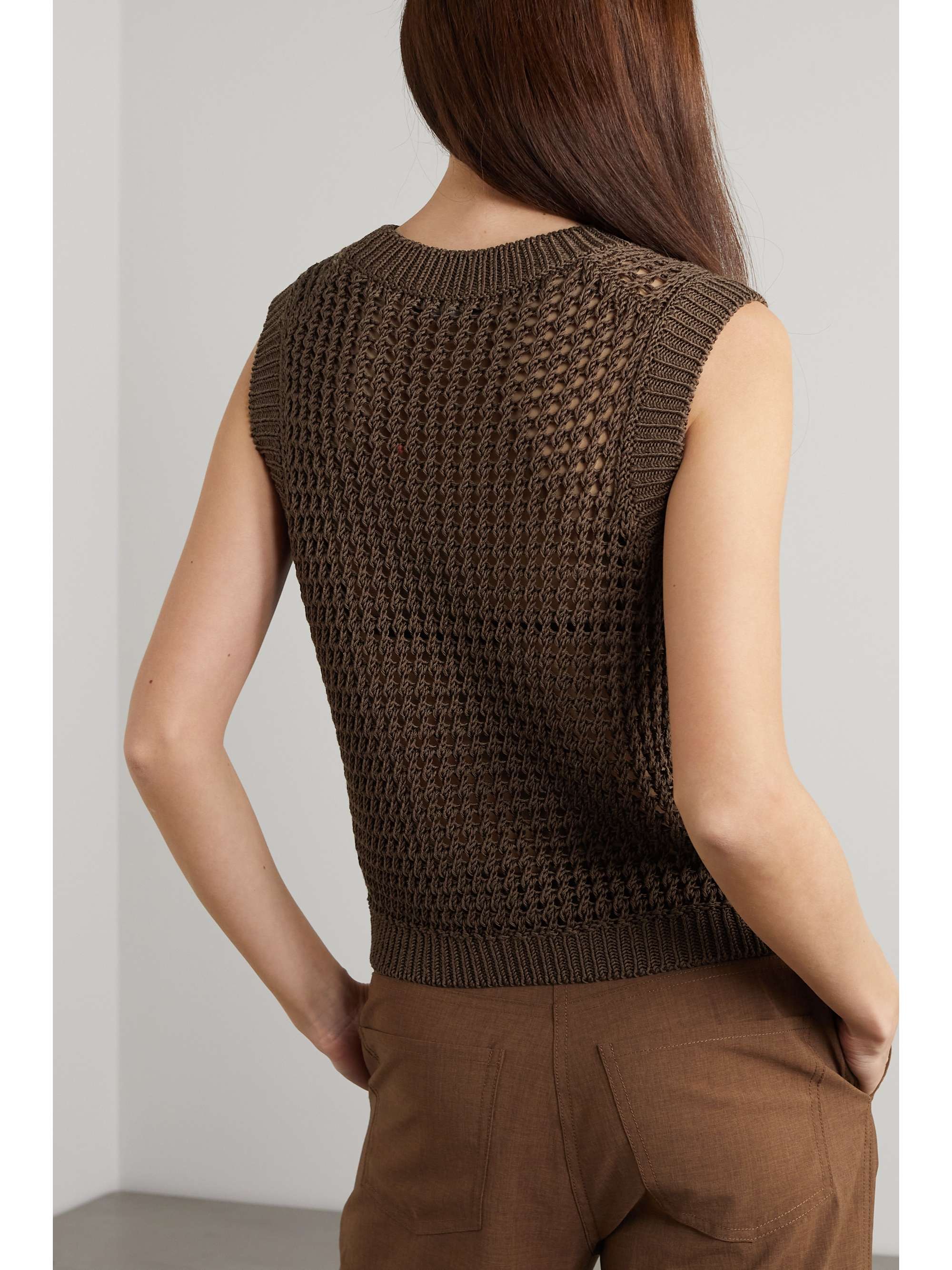 THEORY Open-knit Pima cotton tank