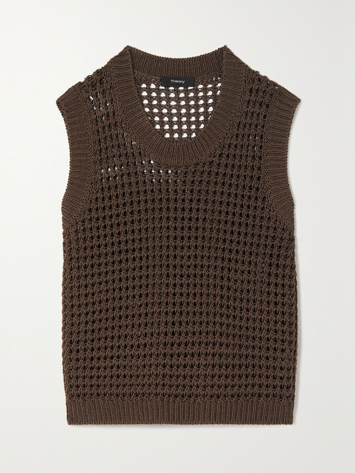 Theory Polished Twist Mesh Vest Top In Pecan