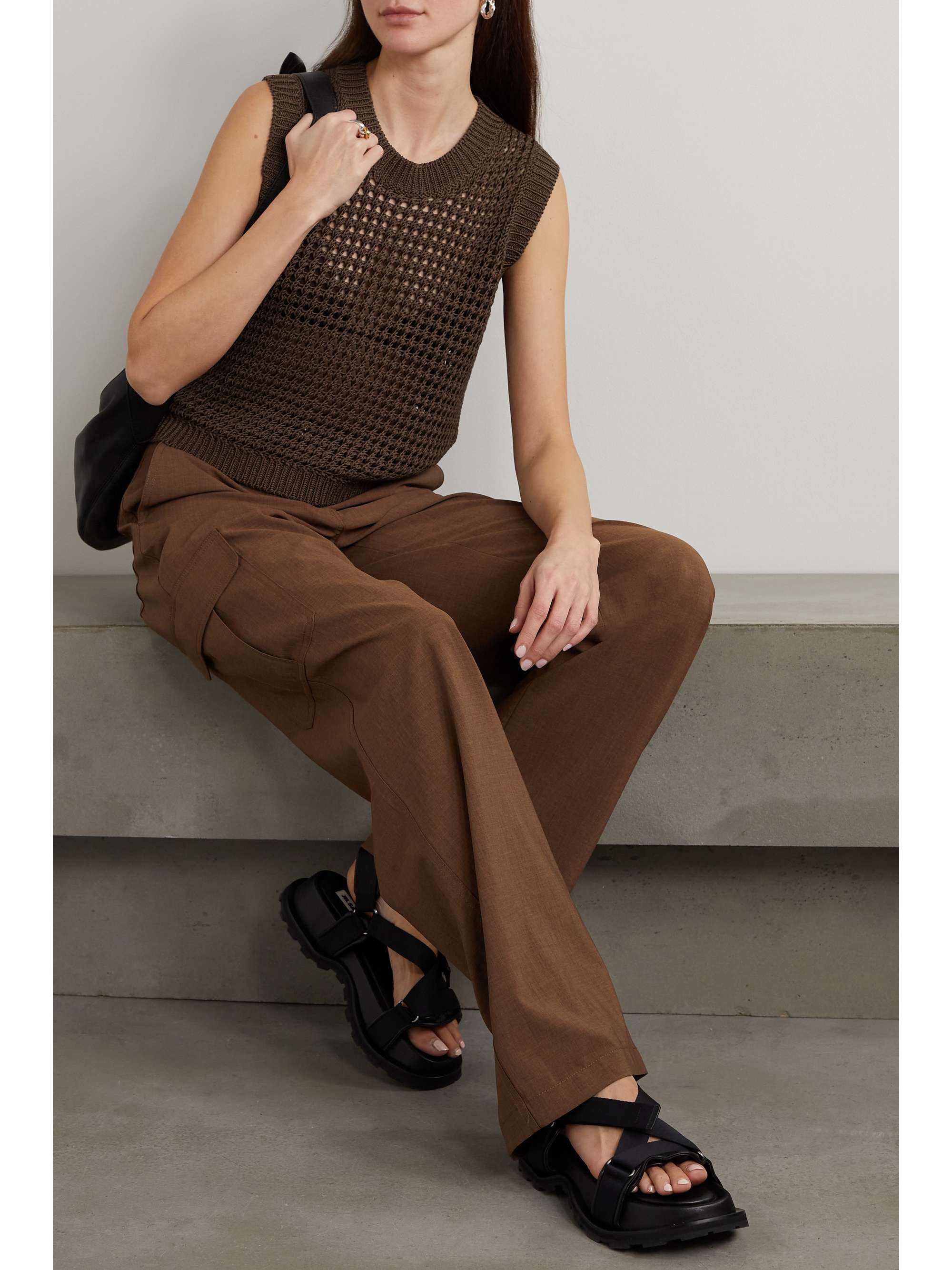 THEORY Open-knit Pima cotton tank